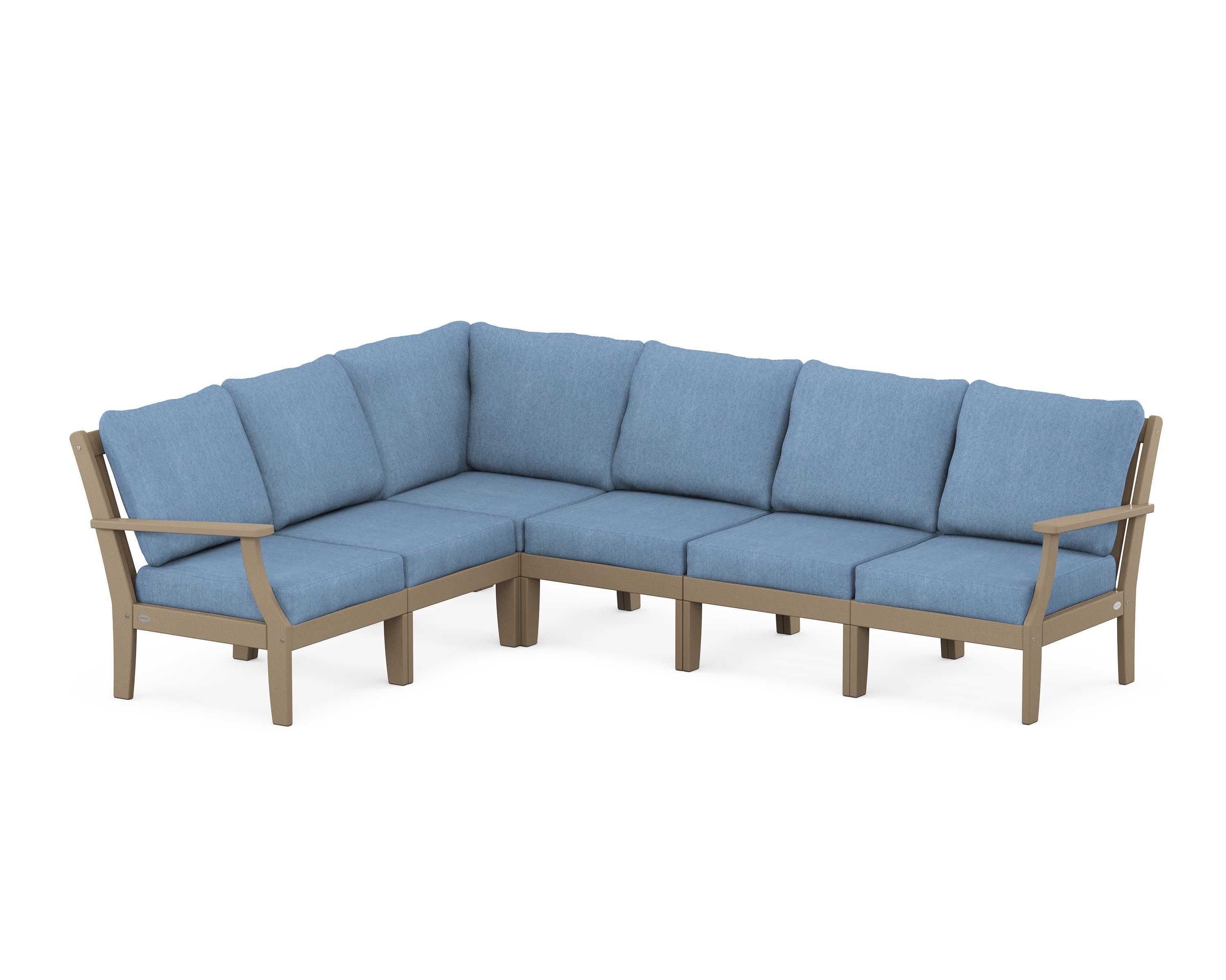 Braxton Modular 6-Piece Deep Seating Set in Vintage Sahara / Sky Blue