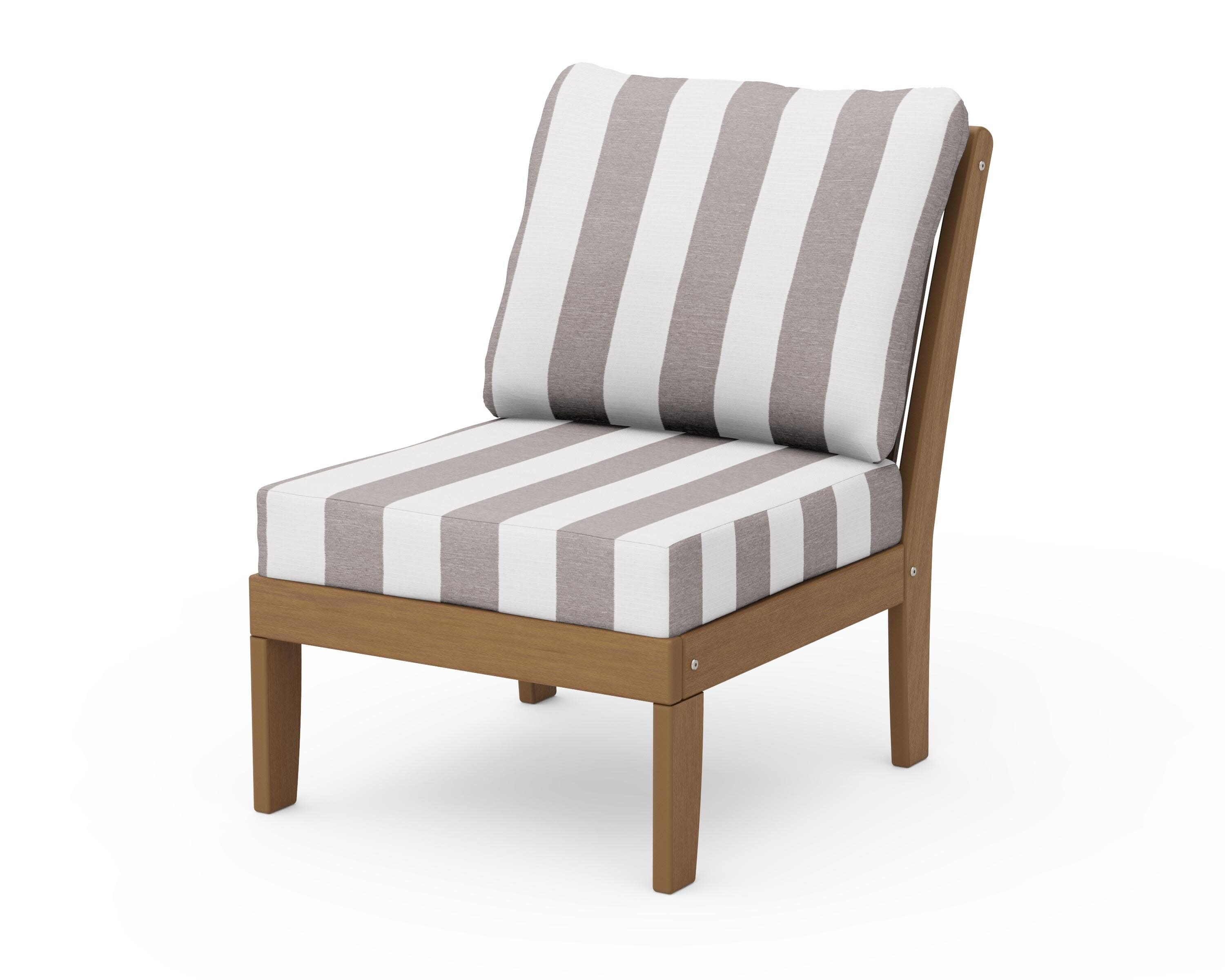Braxton Modular Armless Chair in Natural / Cabana Stripe Grey Mist
