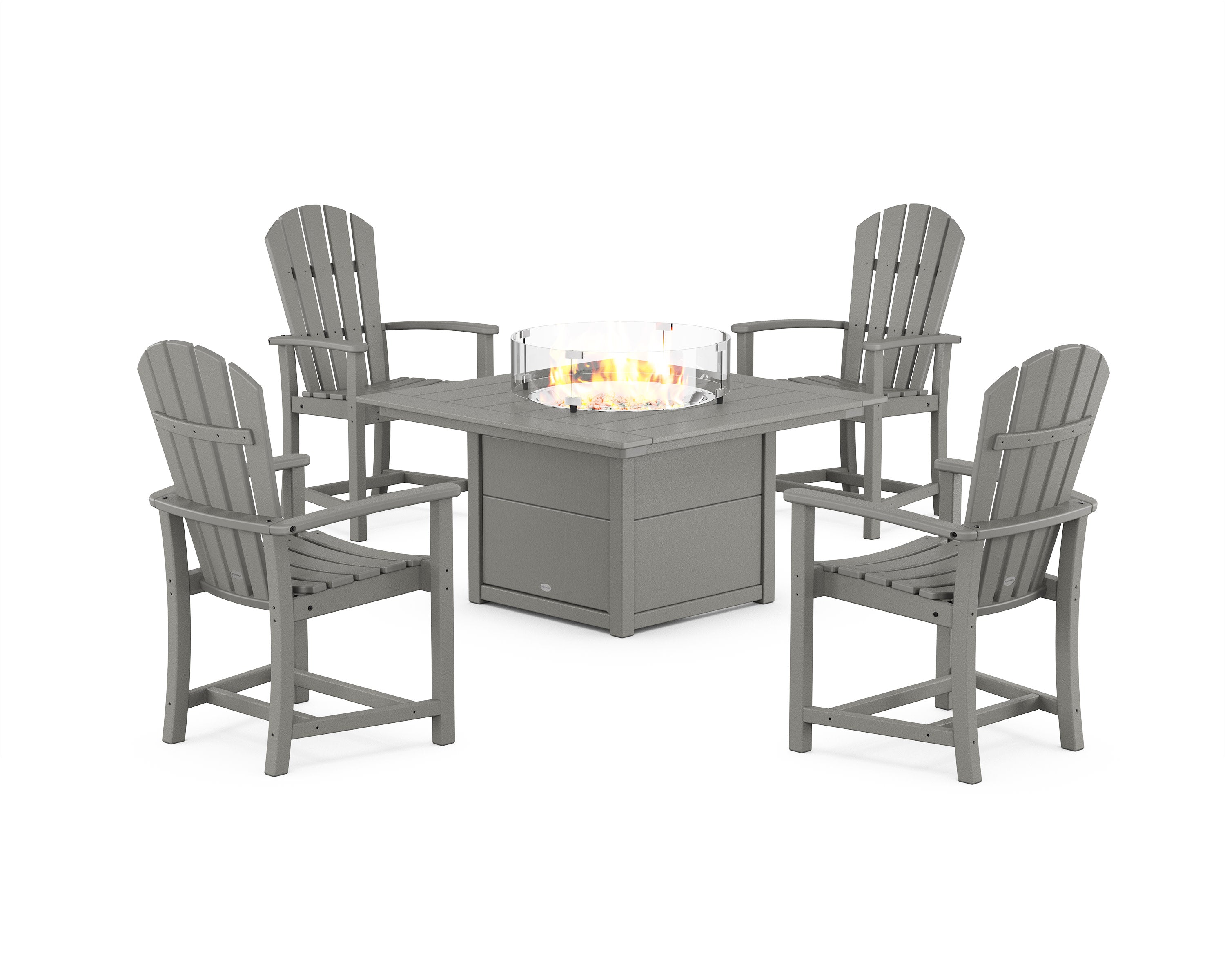 Palm Coast 4-Piece Upright Adirondack Conversation Set with Fire Pit Table