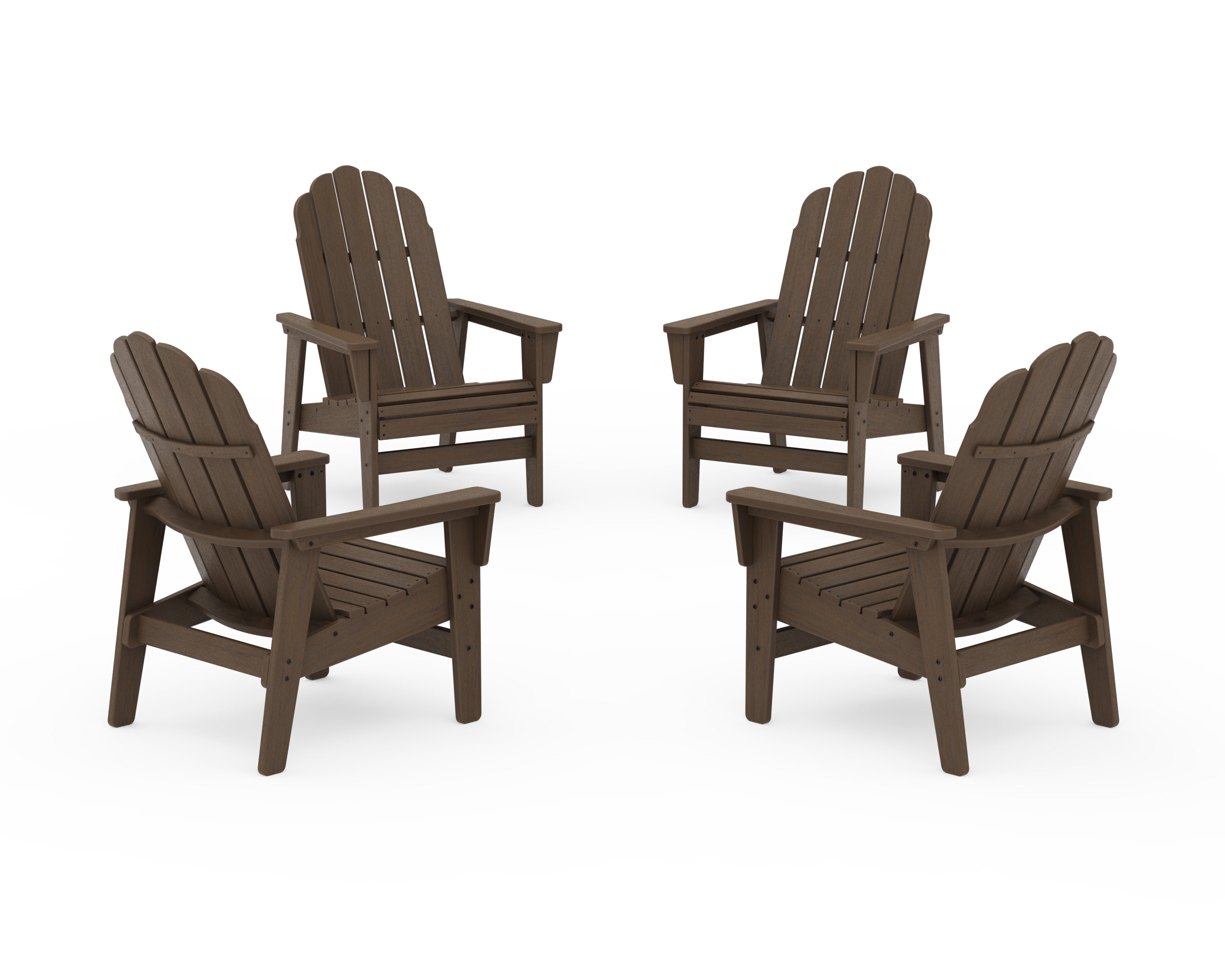 4-Piece Vineyard Grand Upright Adirondack Chair Conversation Set in Kona