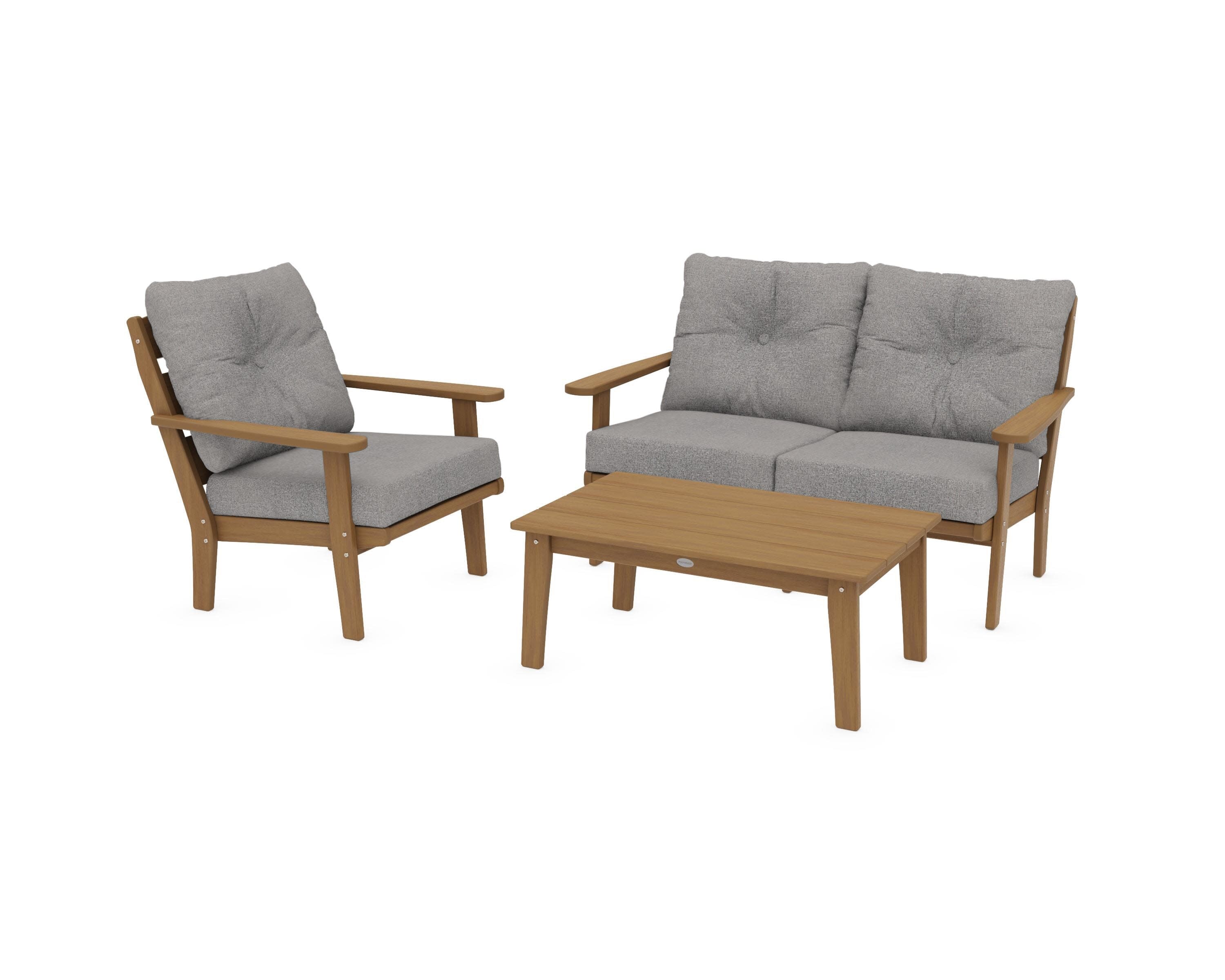 Lakeside 3-Piece Deep Seating Set in Natural / Grey Mist