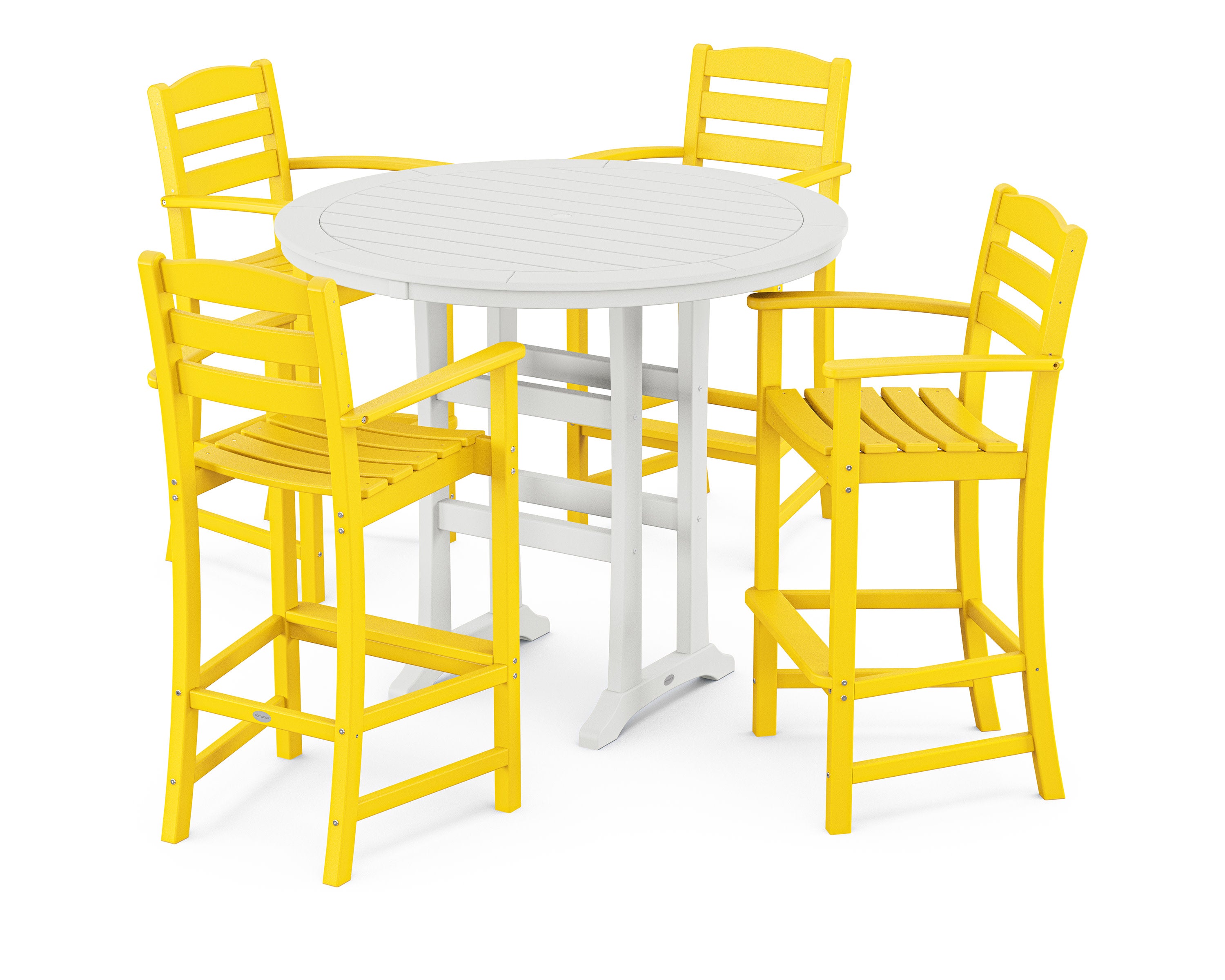 La Casa Caf 5-Piece Bar Dining Set in Lemon / White