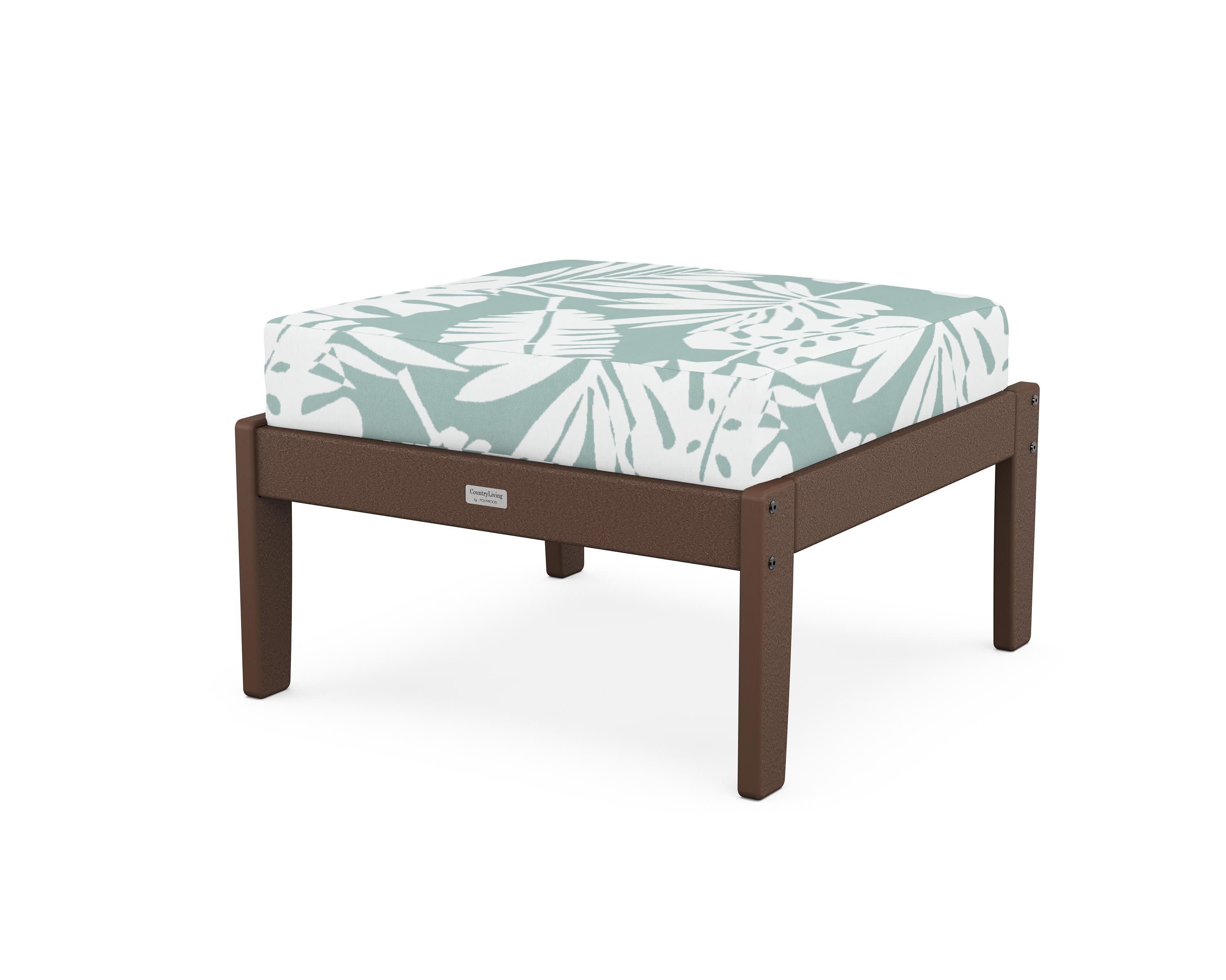 Cottage Deep Seating Ottoman in Mahogany / Leaf Glacier Spa