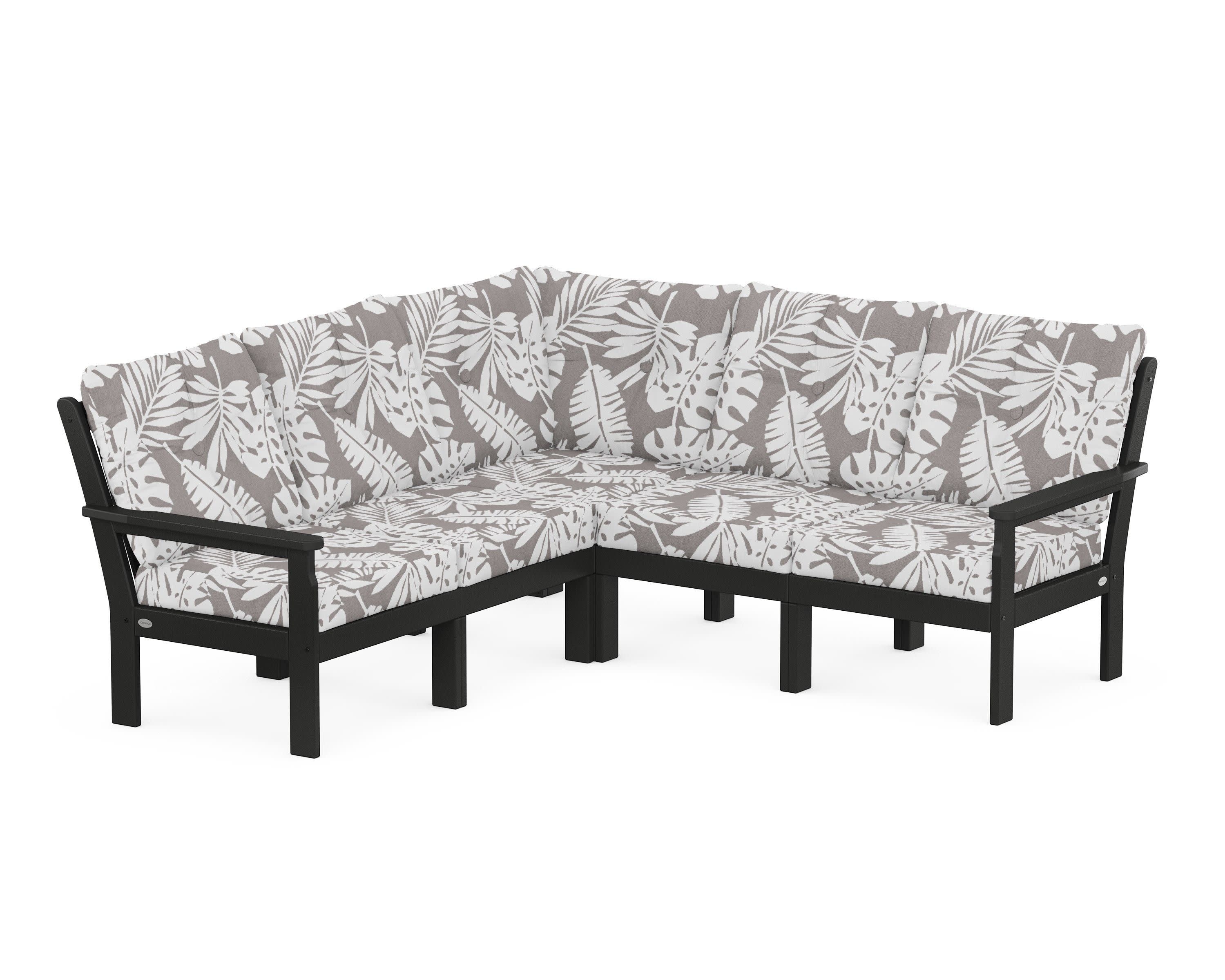 Vineyard 5-Piece Sectional in Black / Leaf Grey Mist