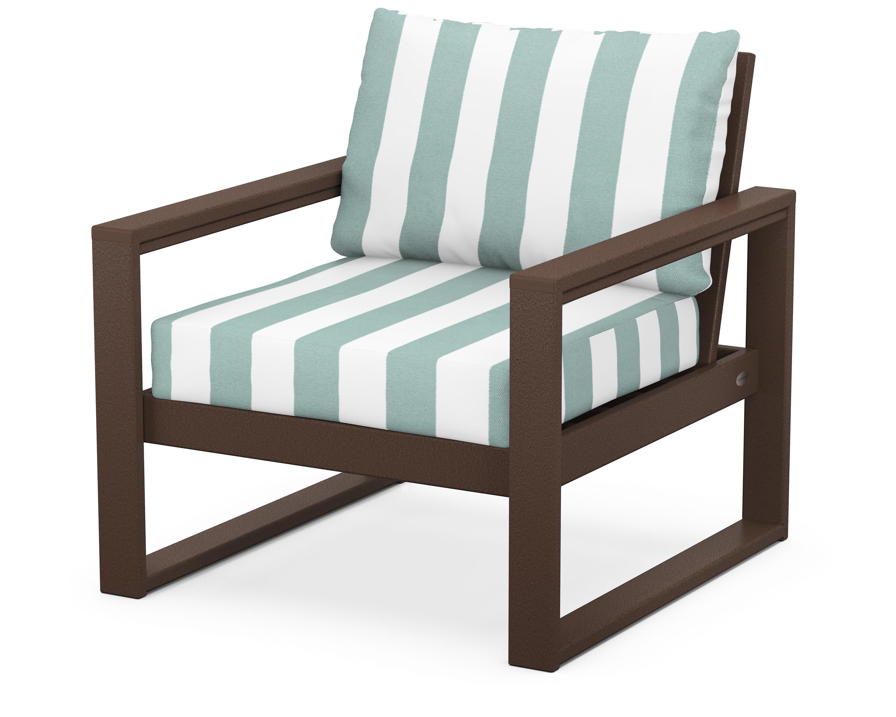 EDGE Club Chair in Mahogany / Cabana Stripe Glacier Spa