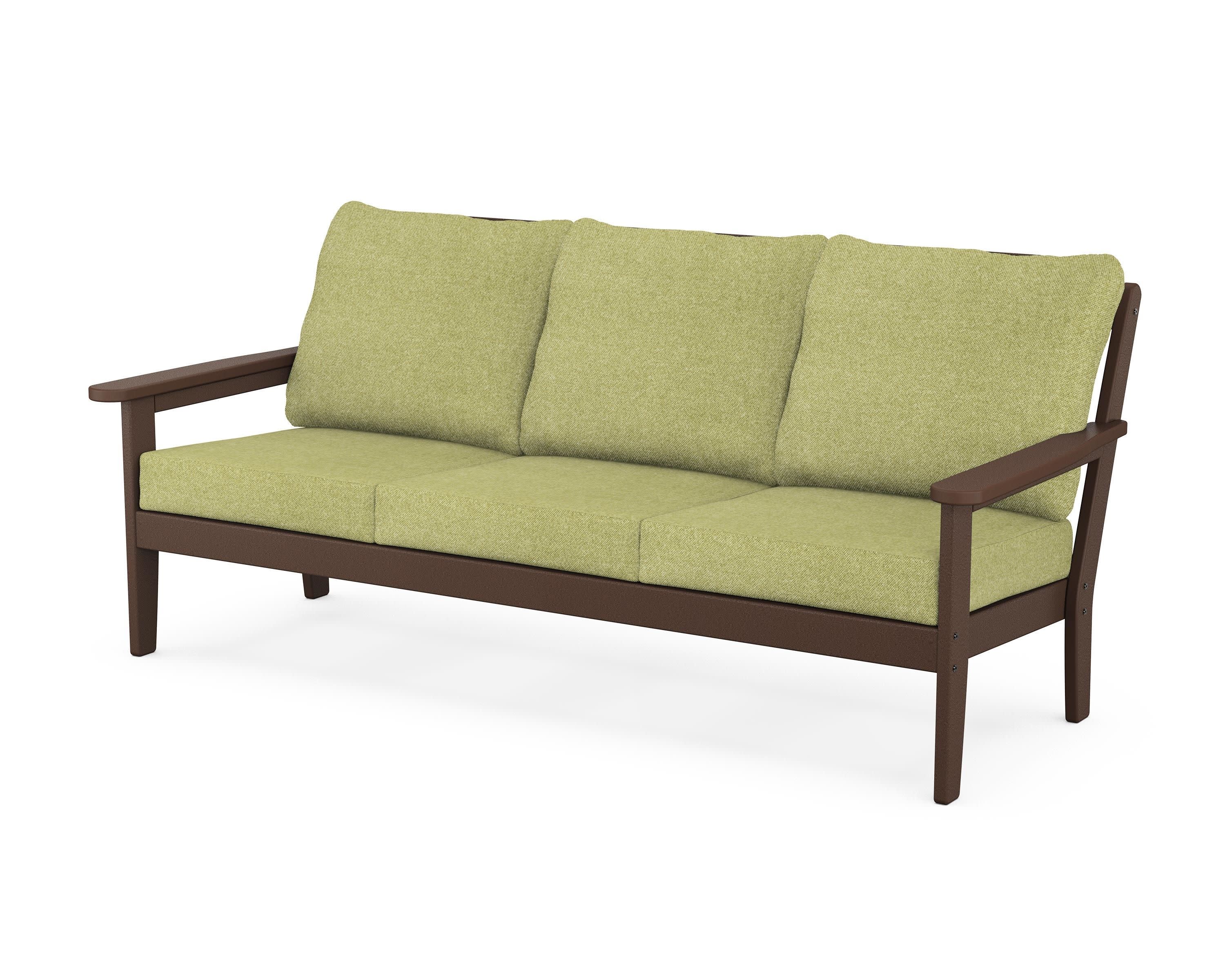 Cottage Deep Seating Sofa in Mahogany / Chartreuse Boucle