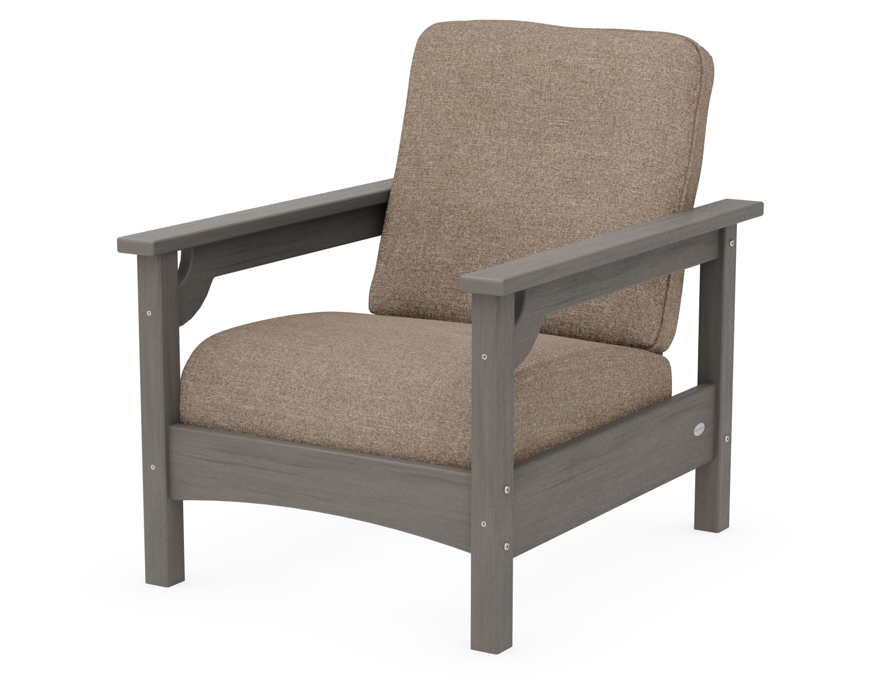 Club Chair in Driftwood / Spiced Burlap
