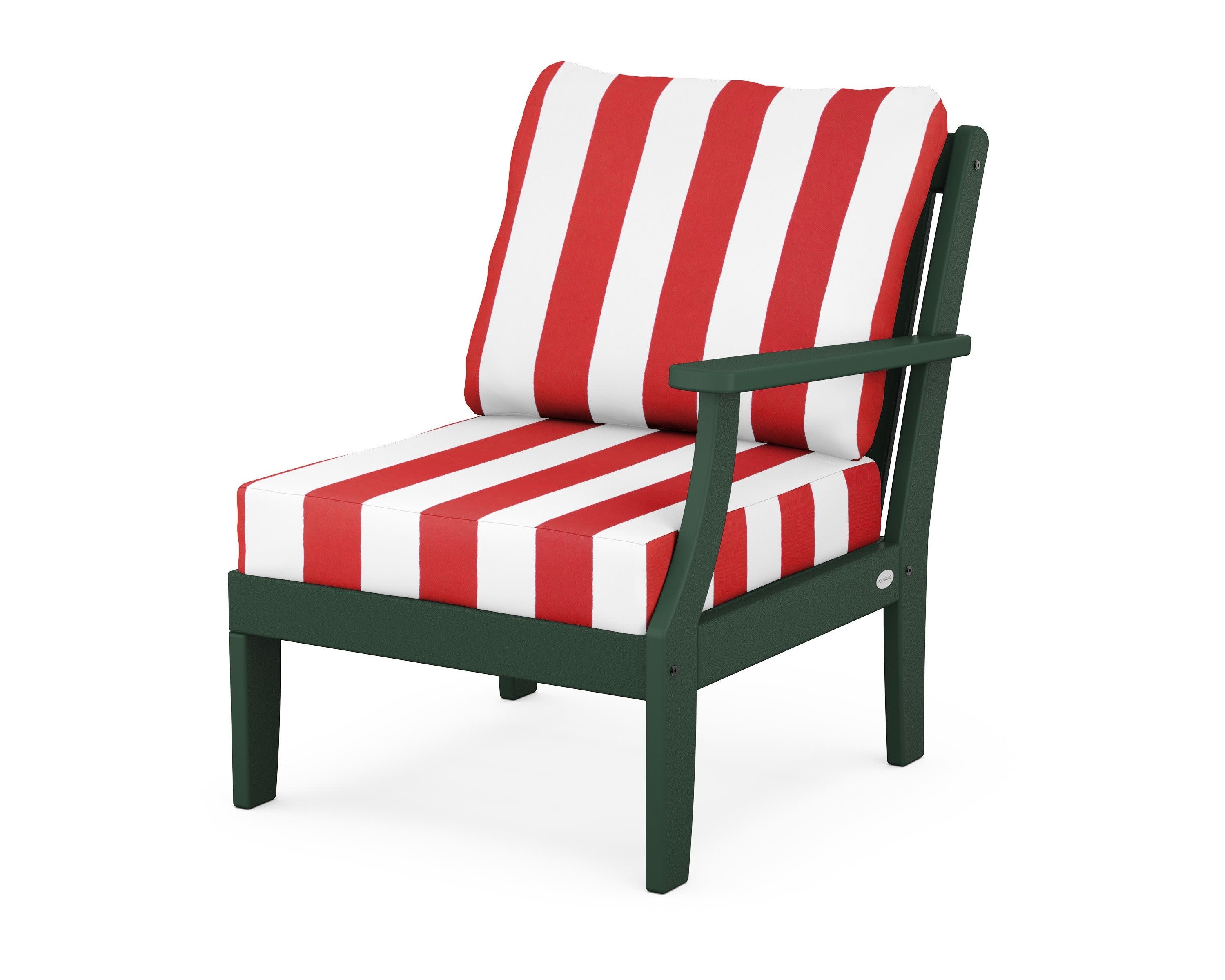 Braxton Modular Right Arm Chair in Green / Cabana Stripe Crimson