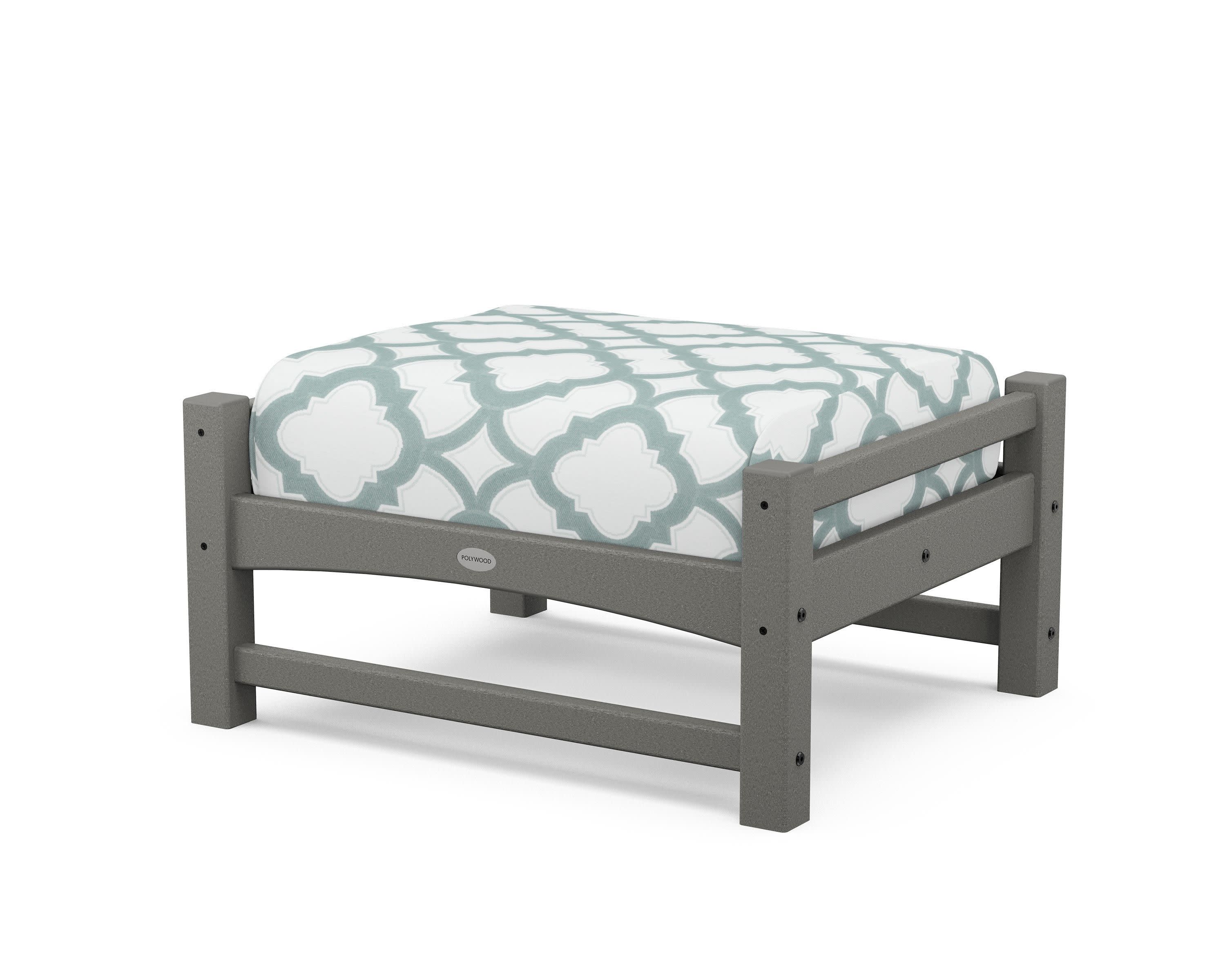 Club Ottoman in Slate Grey / Trellis Glacier Spa
