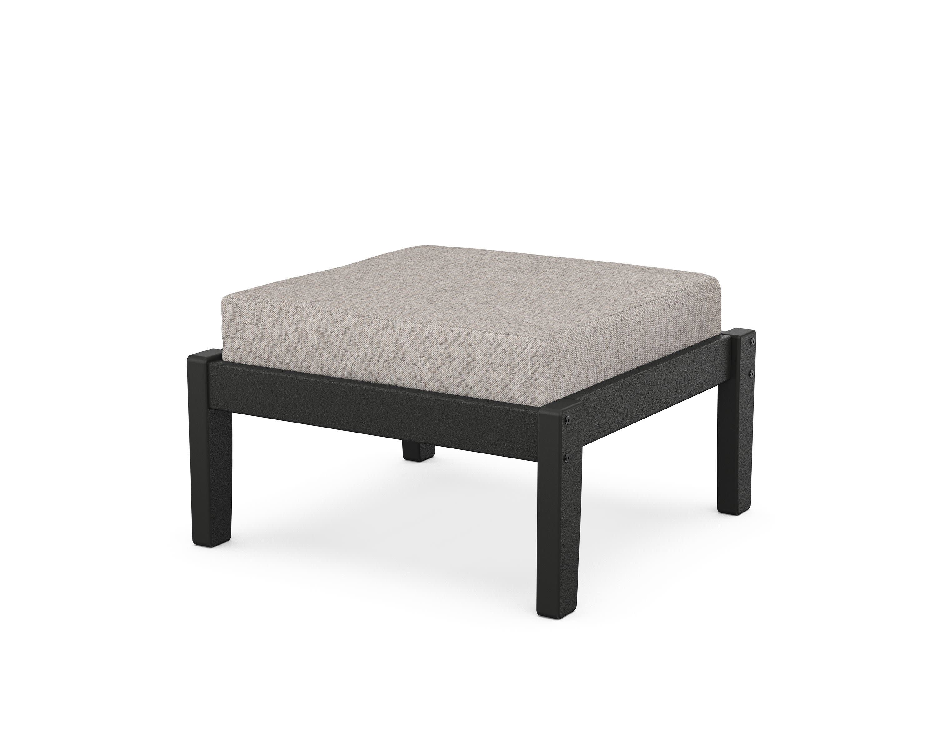 Deep Seating Ottoman in Black / Weathered Tweed