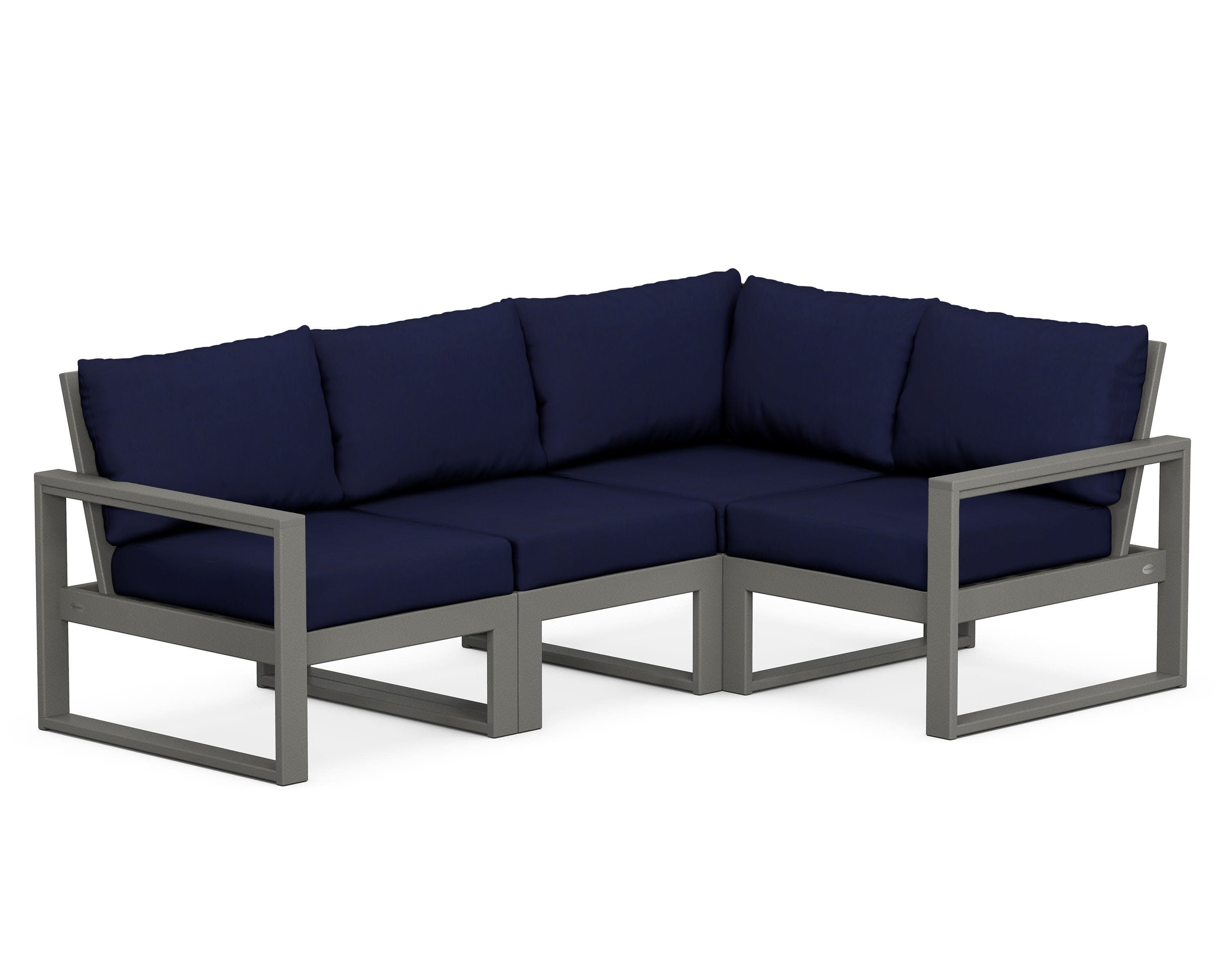 EDGE 4-Piece Modular Deep Seating Set in Slate Grey / Navy