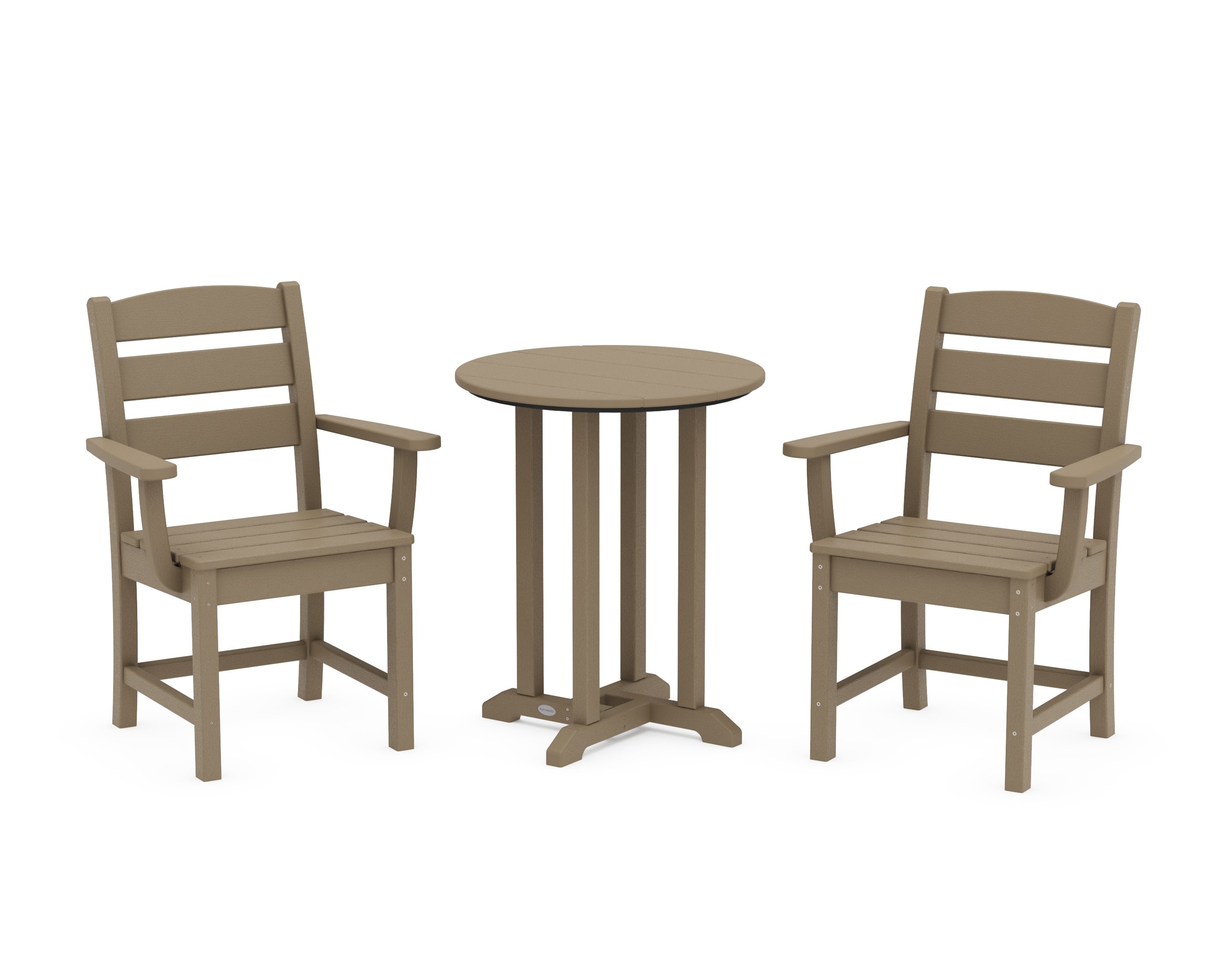 Lakeside 3-Piece Round Bistro Dining Set in Vintage Sahara