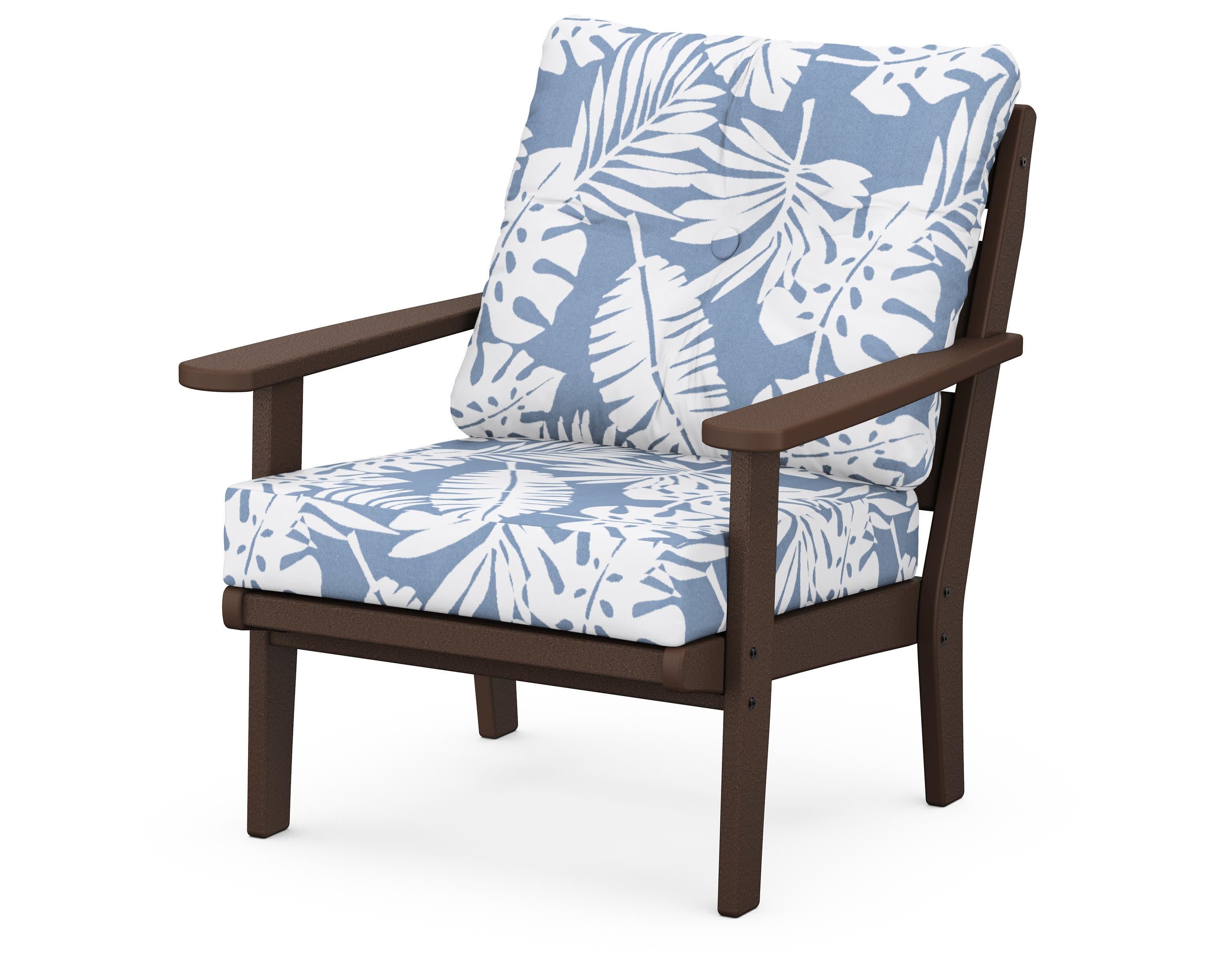 Lakeside Deep Seating Chair in Mahogany / Leaf Sky Blue