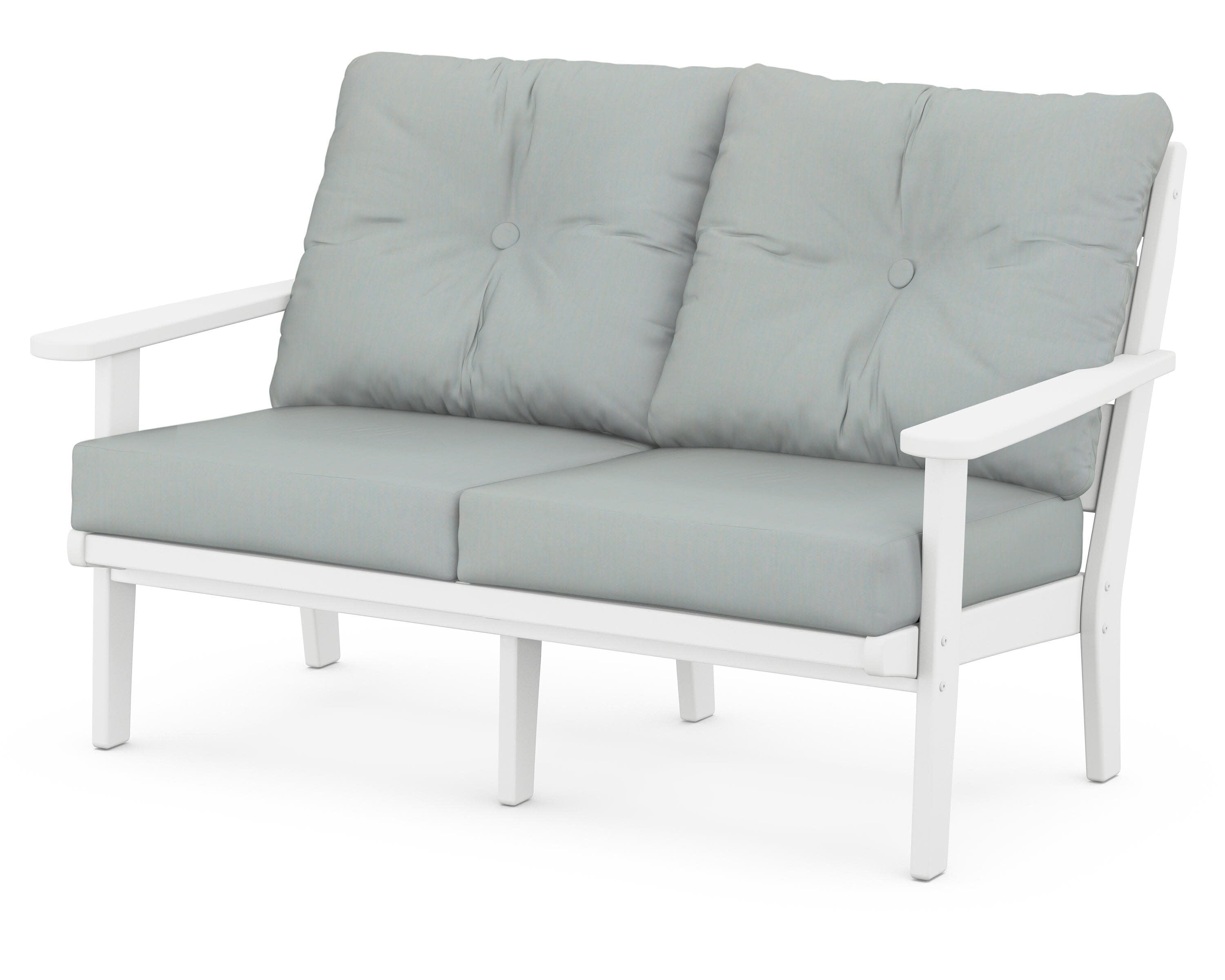 Lakeside Deep Seating Loveseat in White / Spa