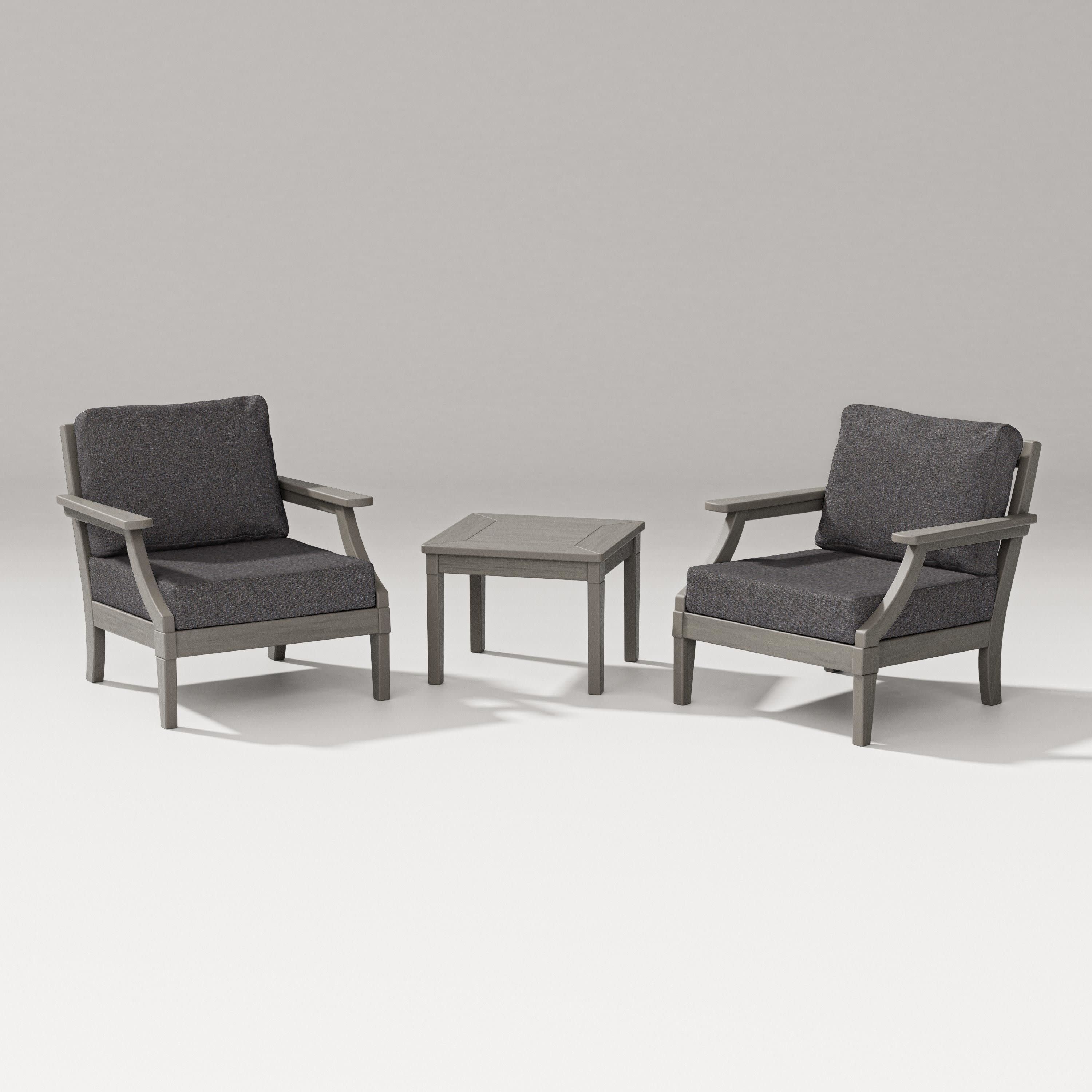Estate 3-Piece Lounge Chair Set in Driftwood / Ash Charcoal