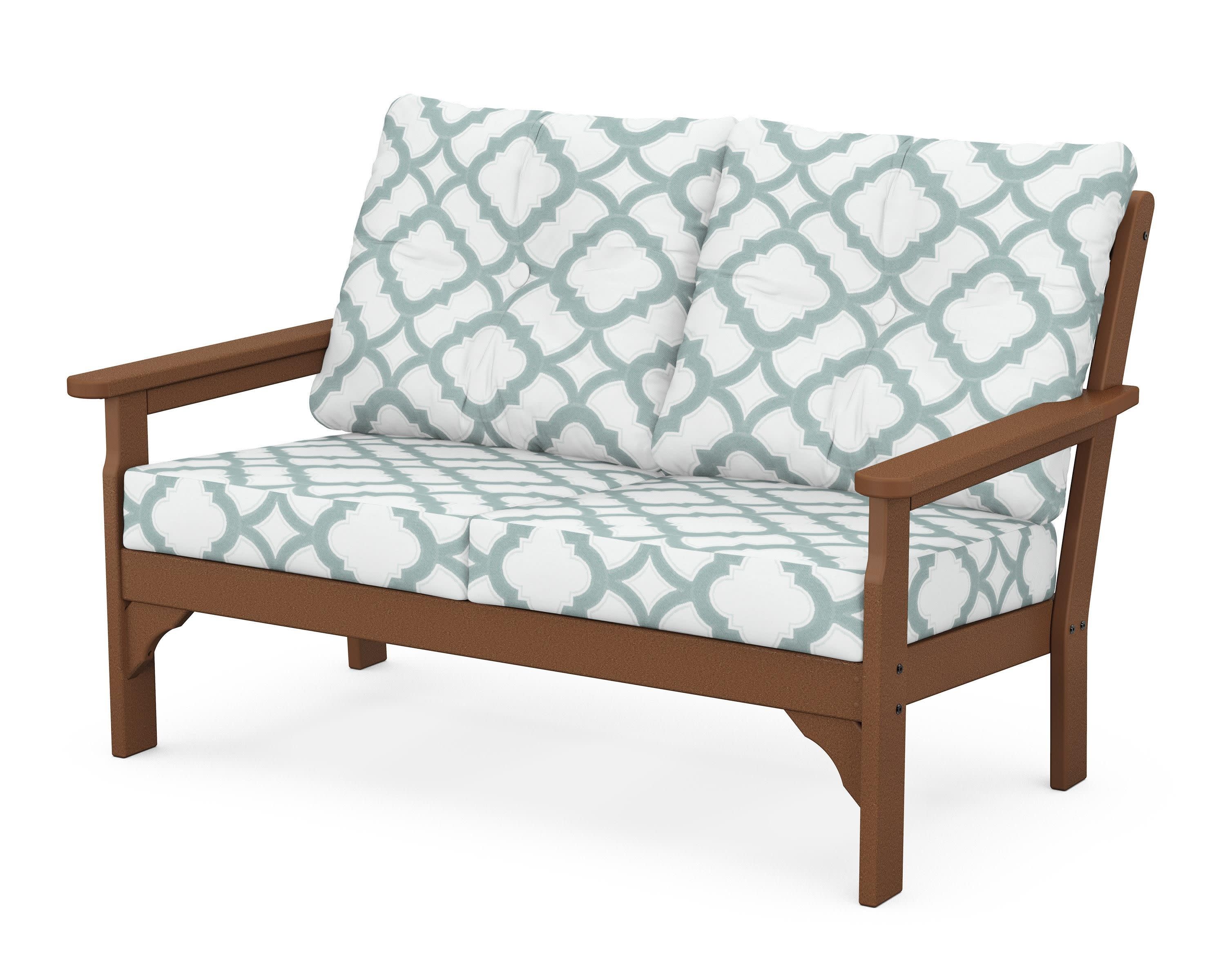 Vineyard Deep Seating Loveseat in Teak / Trellis Glacier Spa