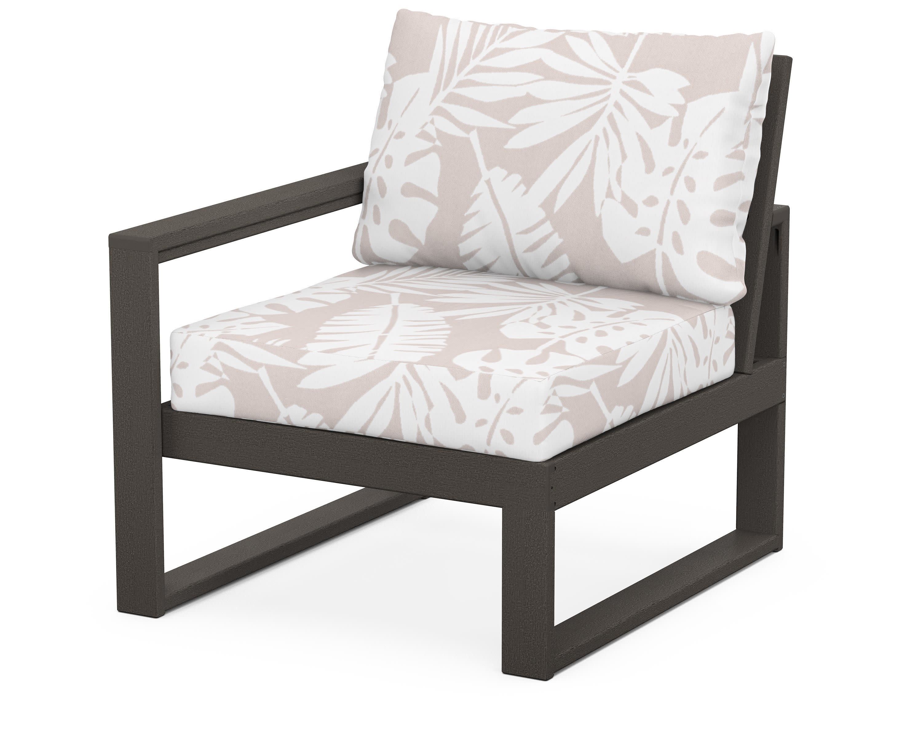 EDGE Modular Left Arm Chair in Vintage Coffee / Leaf Dune Burlap