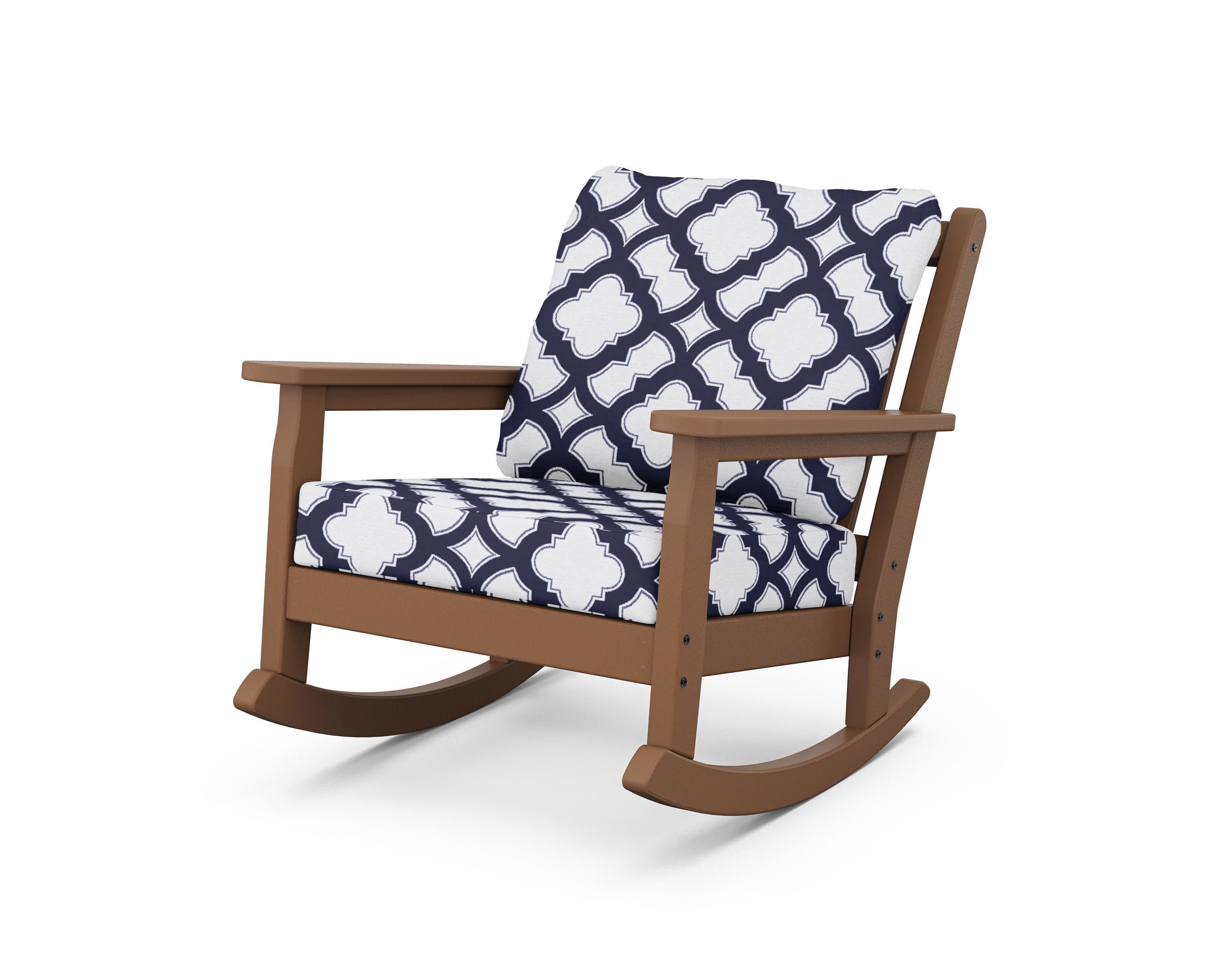 Chippendale Deep Seating Rocking Chair in Teak / Trellis Navy