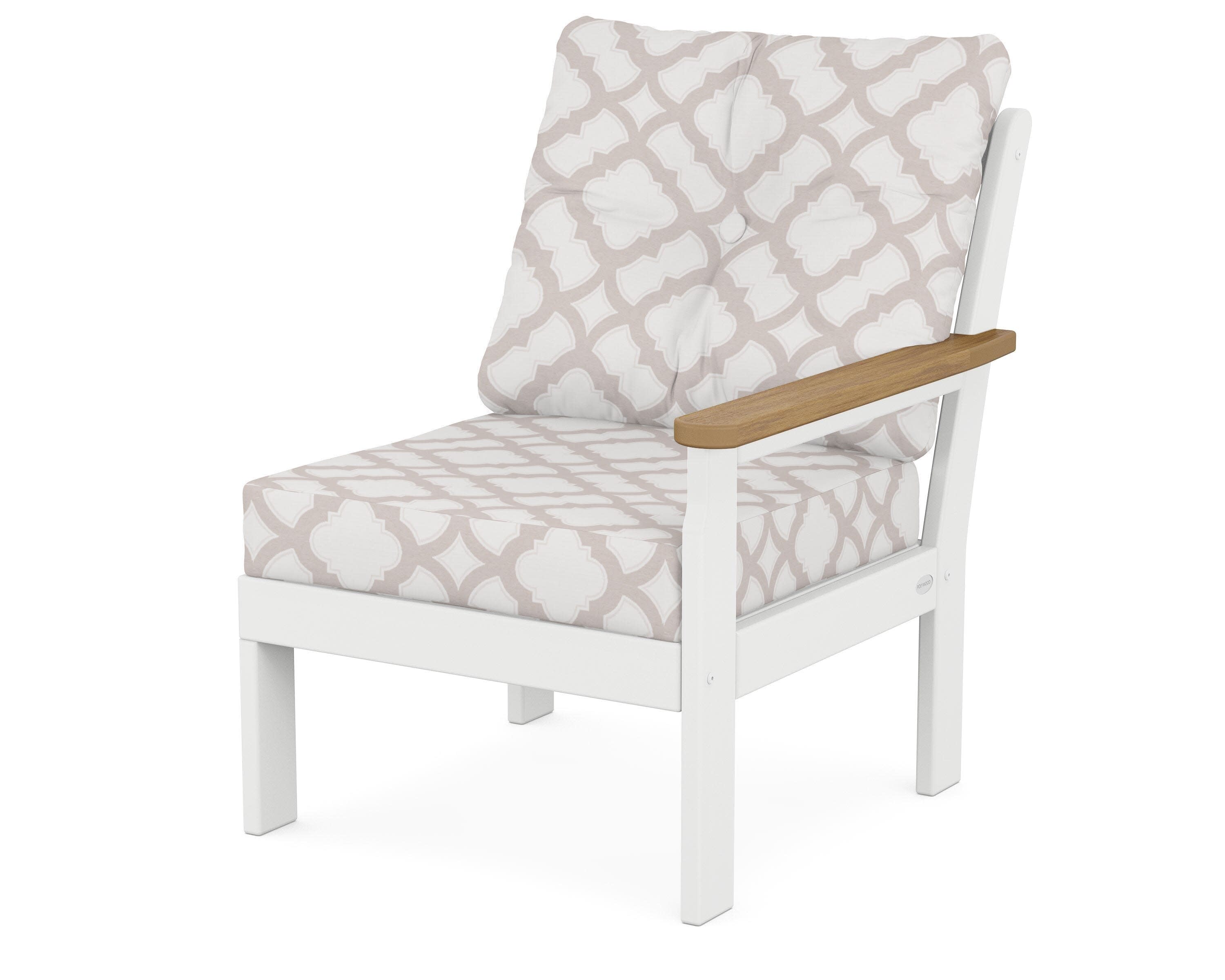 Vineyard Modular Right Arm Chair in White / Natural / Trellis Dune Burlap