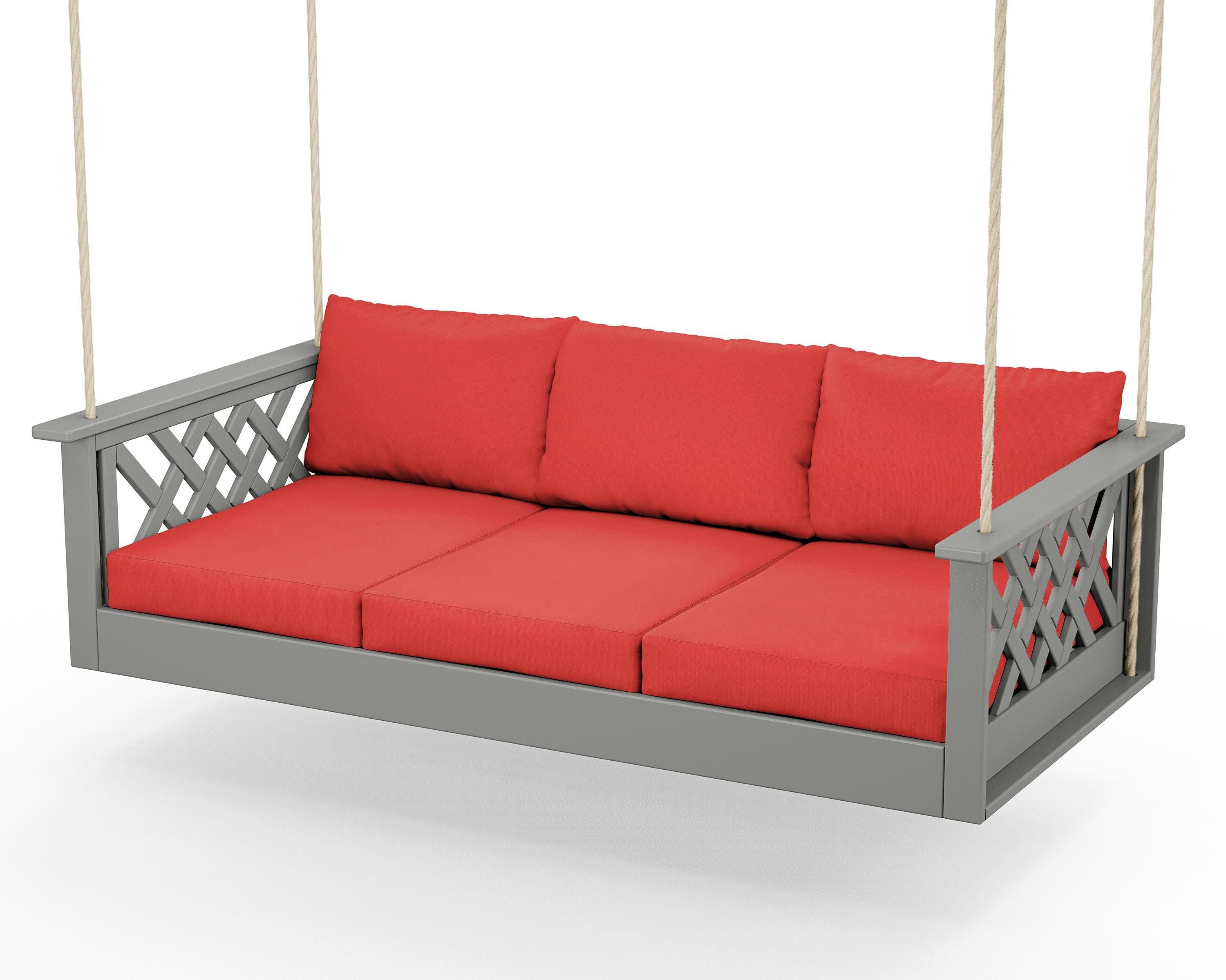 Wovendale Daybed Swing in Slate Grey / Crimson Linen