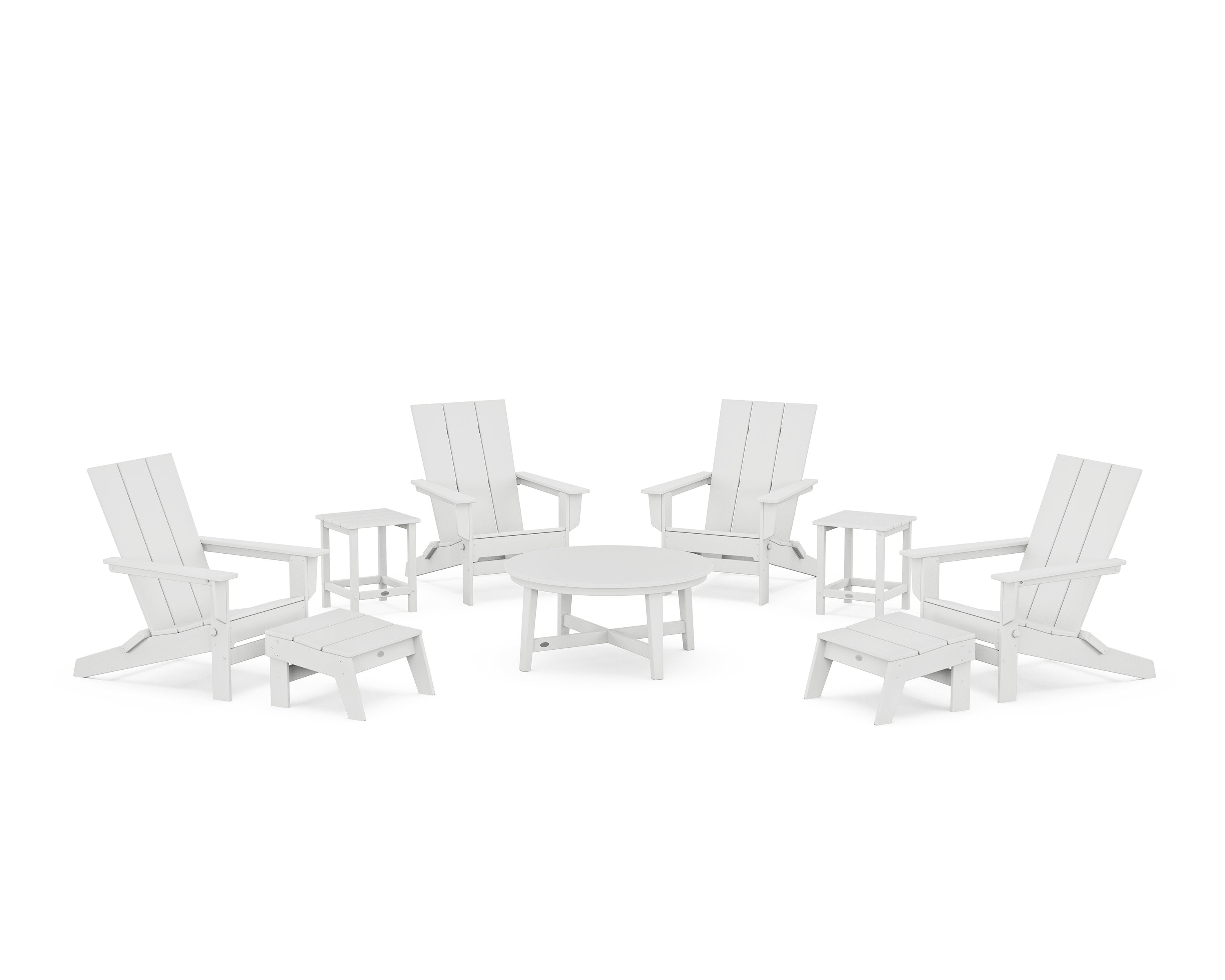 Modern Studio Folding Adirondack 9-Piece Conversation Set in White