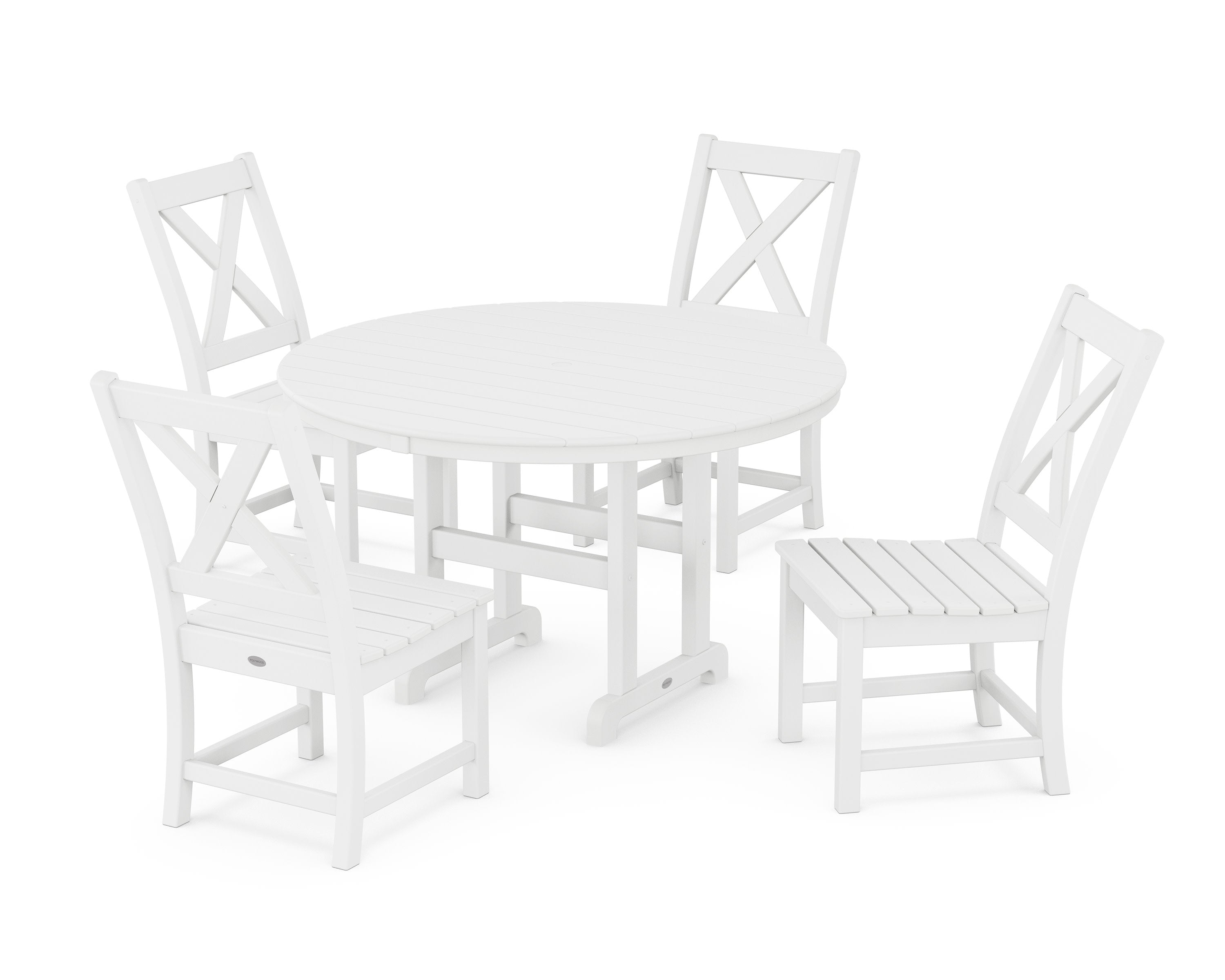 Braxton Side Chair 5-Piece Round Dining Set in White