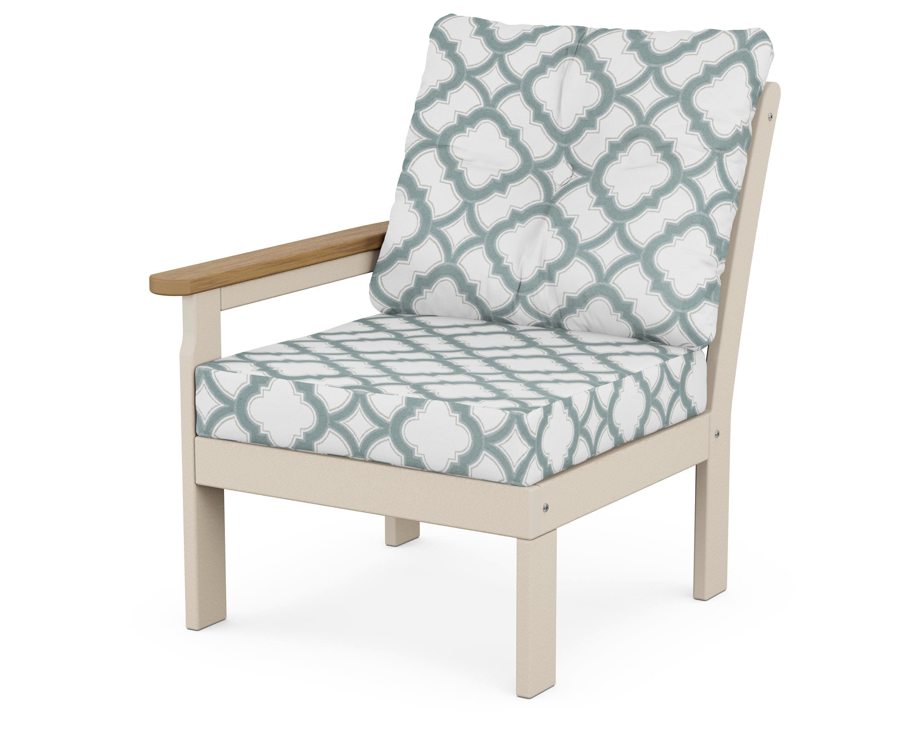 Vineyard Modular Left Arm Chair in Sand / Natural / Trellis Glacier Spa