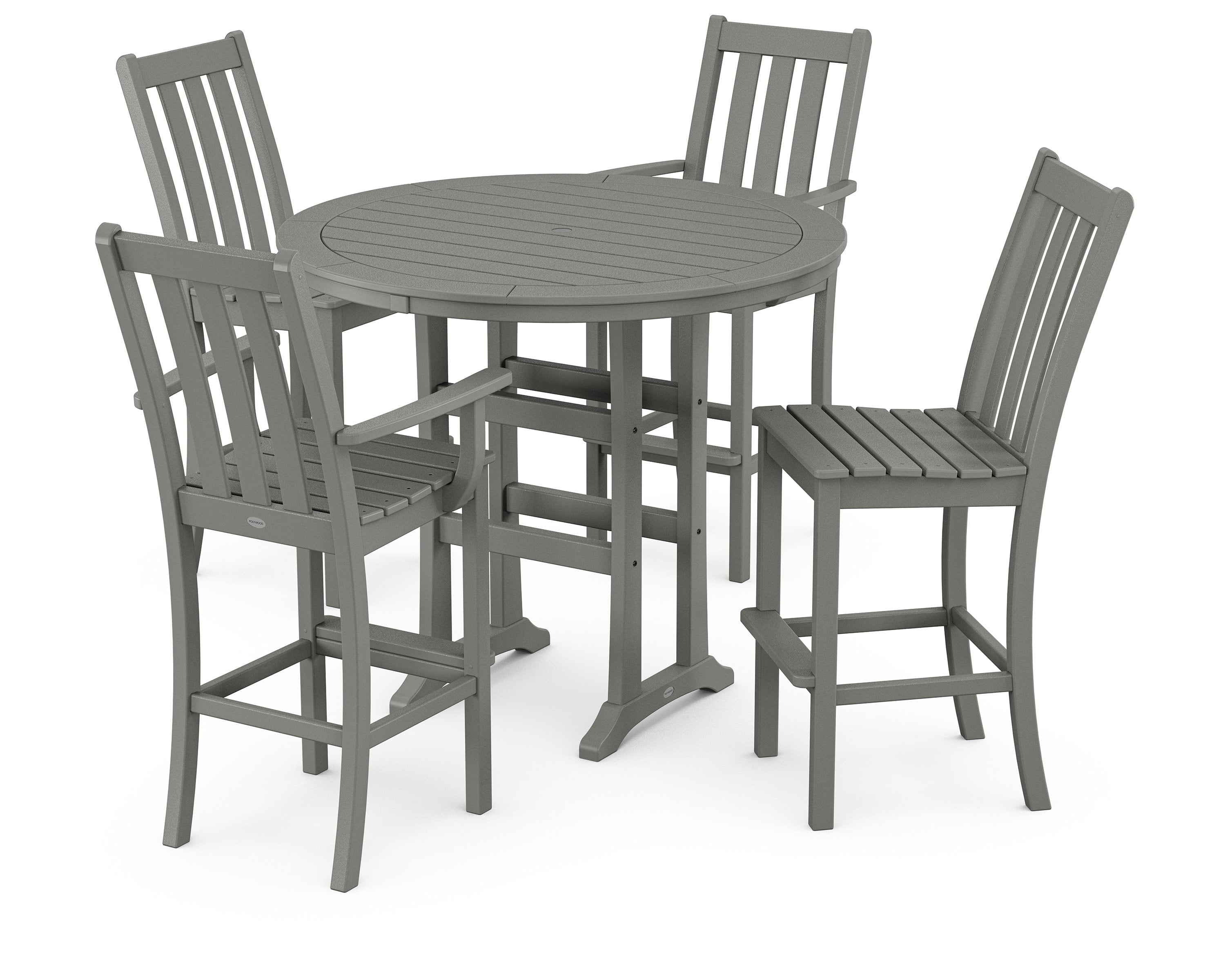 Vineyard 5-Piece Nautical Trestle Bar Set in Slate Grey