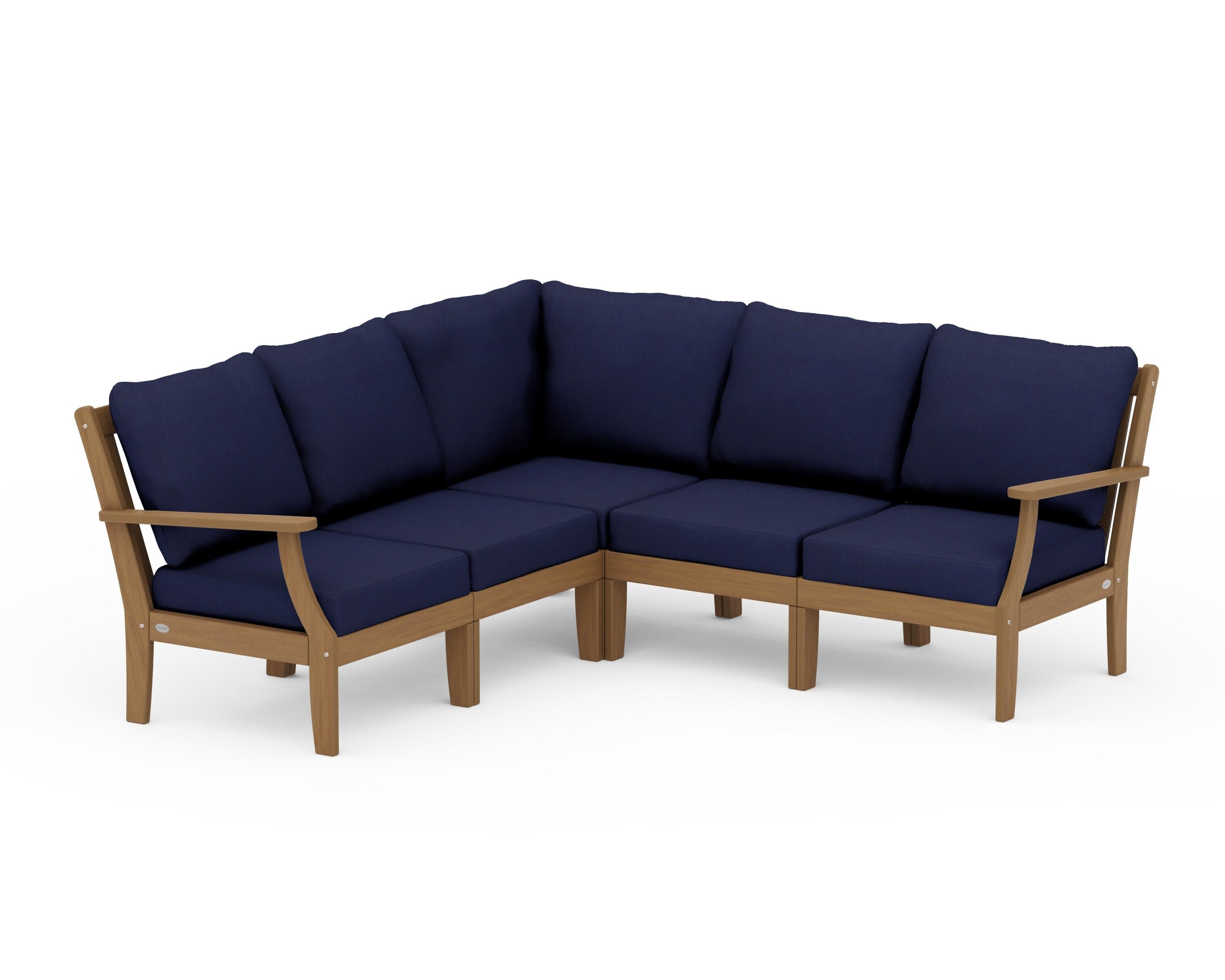 Braxton Modular 5-Piece Deep Seating Set in Natural / Navy