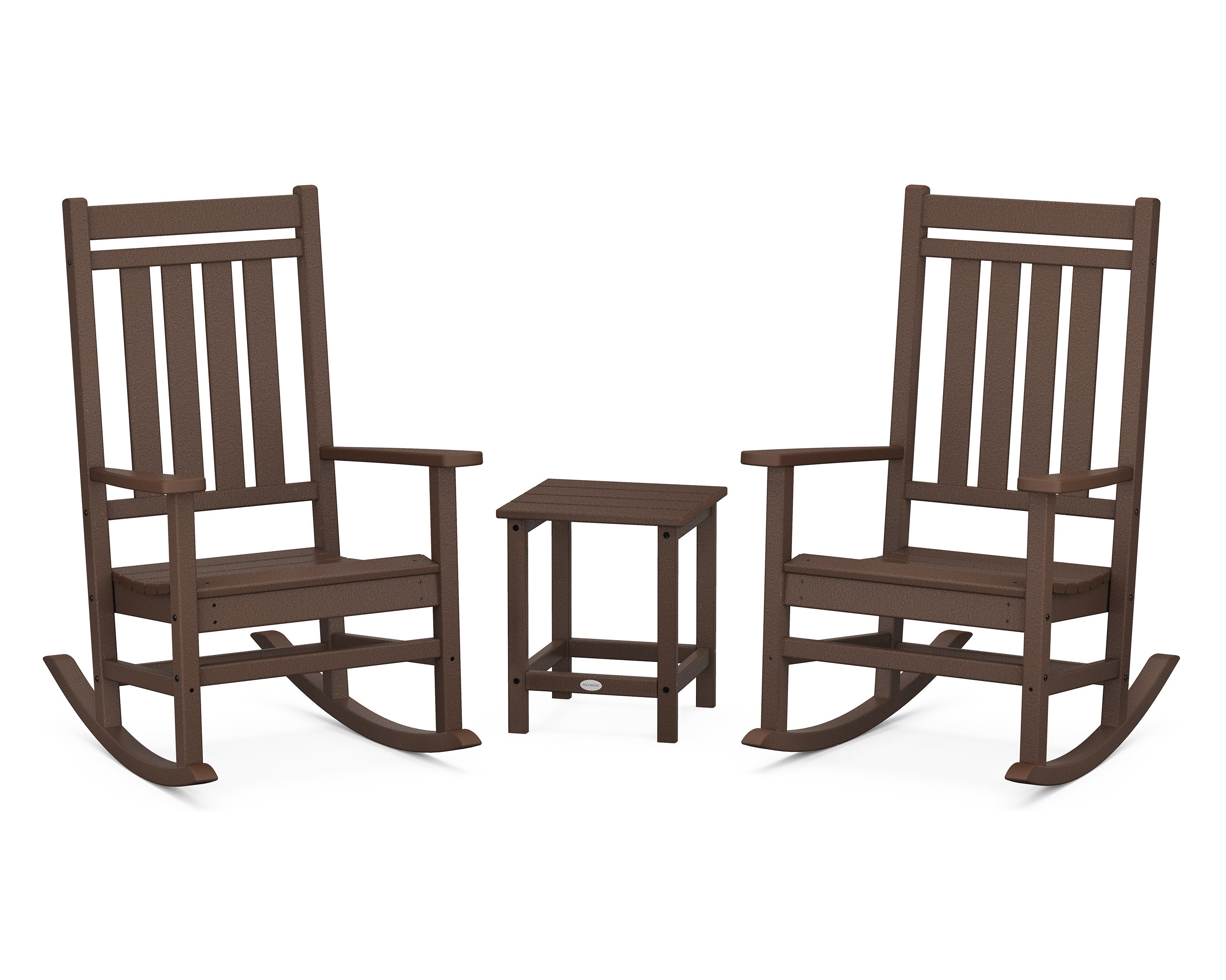 Estate 3-Piece Rocking Chair Set with Long Island 18" Side Table in Mahogany