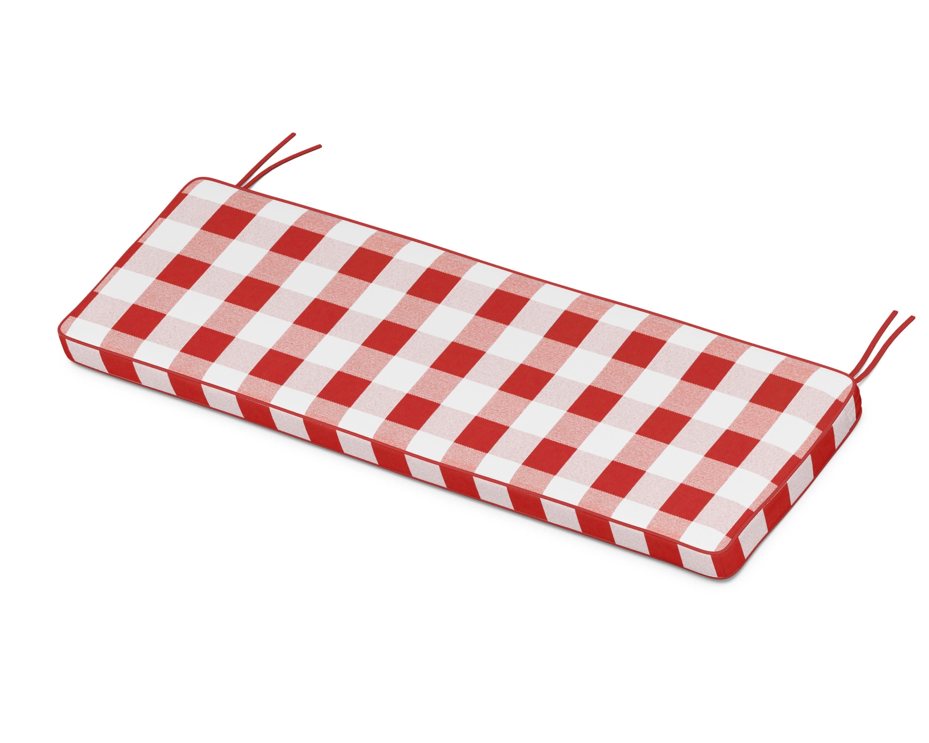 Chinoiserie Bench Seat Cushion in Buffalo Plaid Crimson