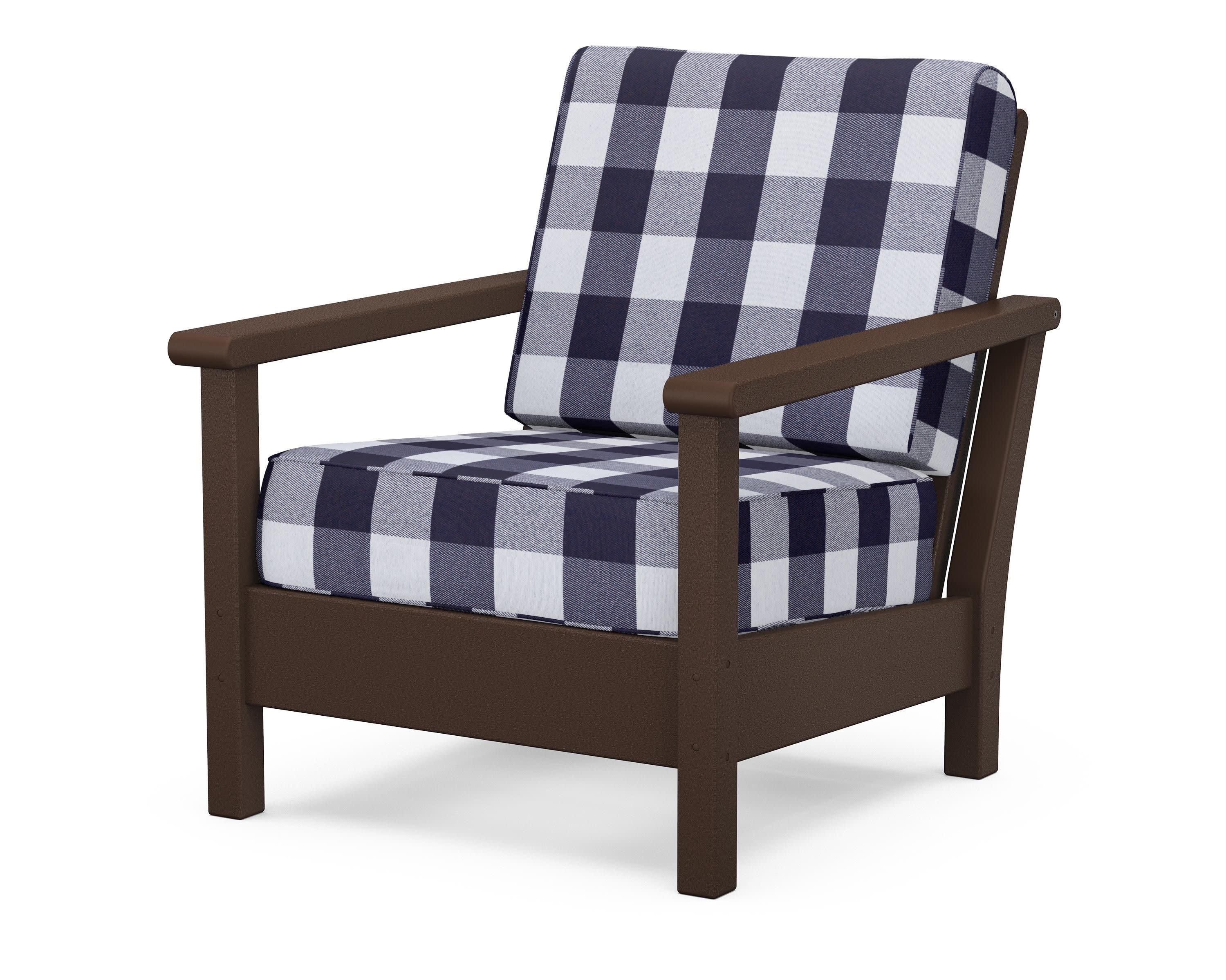 Harbour Deep Seating Chair in Mahogany / Buffalo Plaid Navy