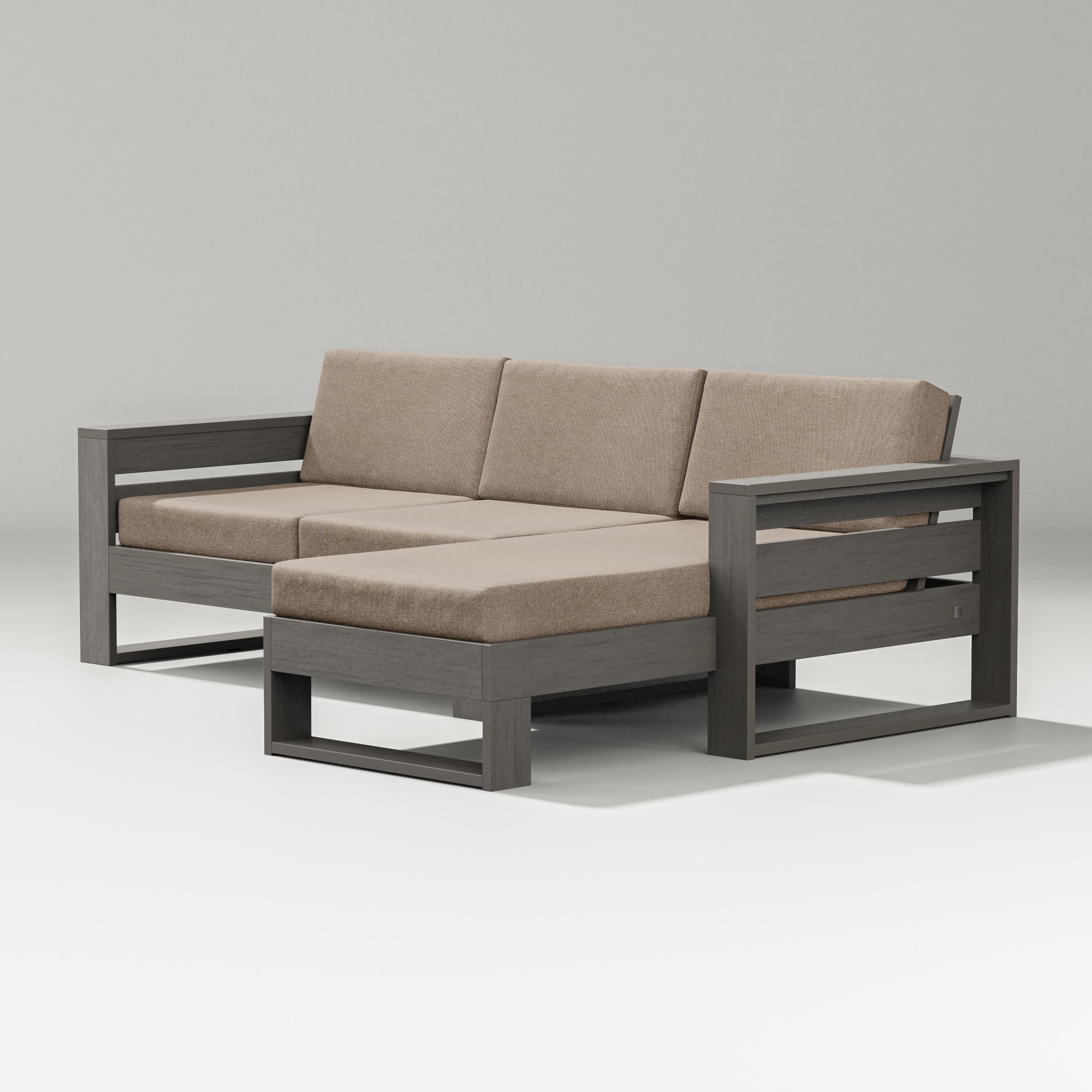 Latitude Right Chaise Sectional in Driftwood / Spiced Burlap