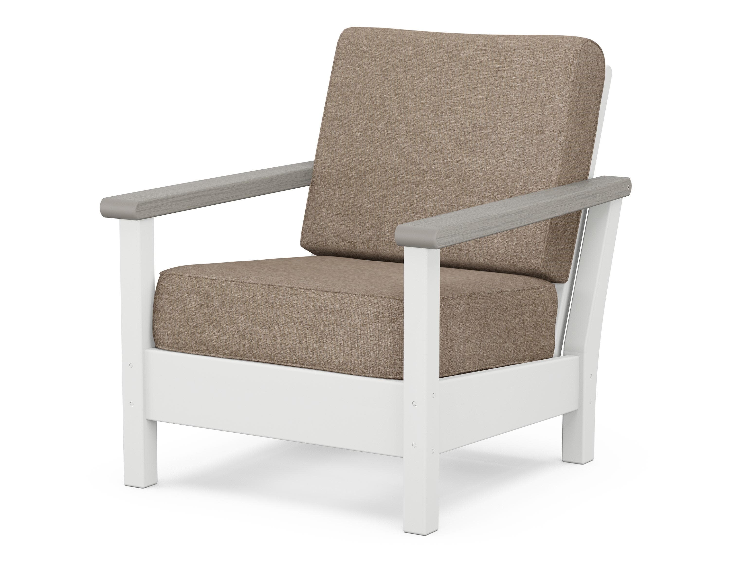 Harbour Deep Seating Chair in White / Driftwood / Spiced Burlap