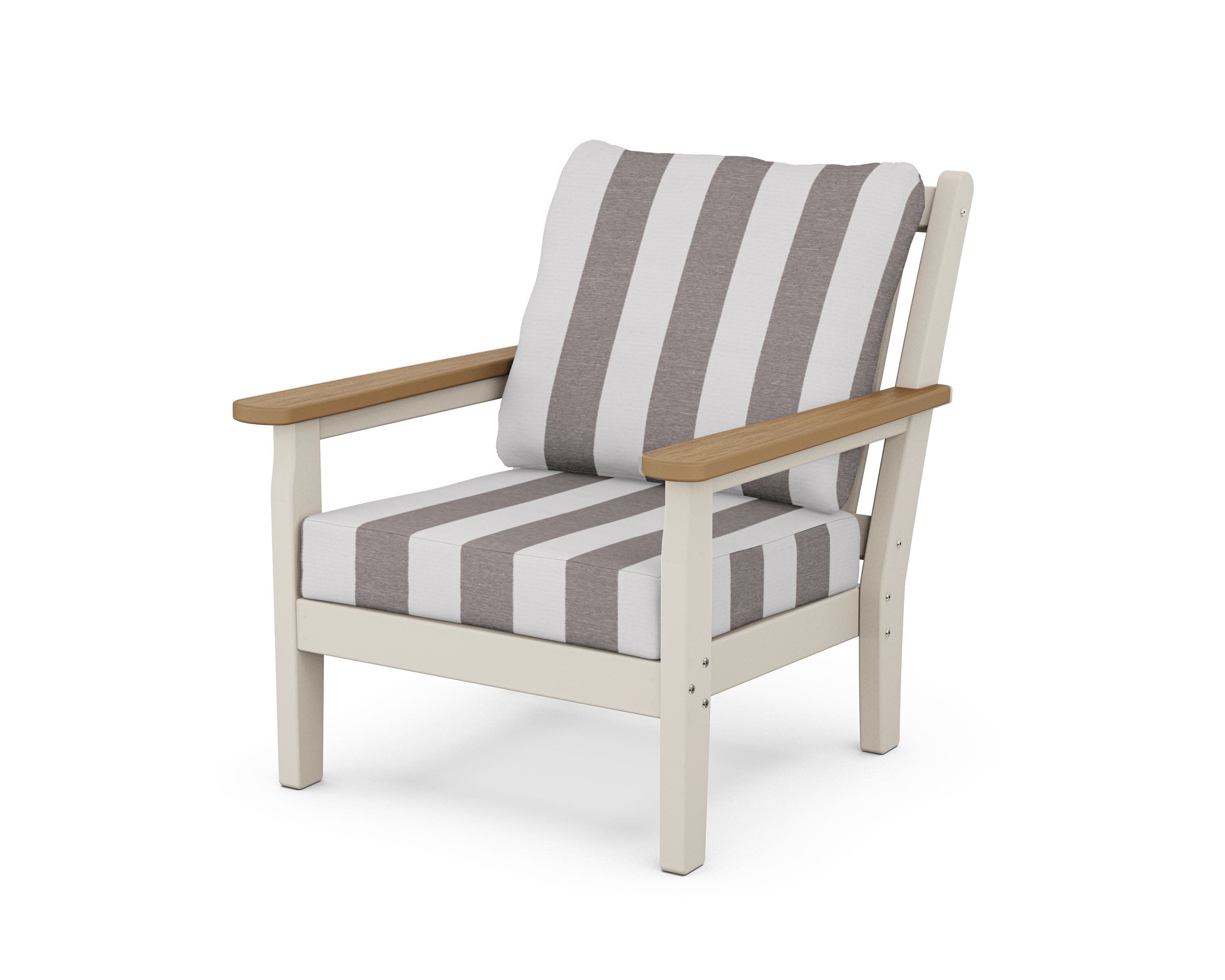 Chippendale Deep Seating Chair in Sand / Natural / Cabana Stripe Grey Mist
