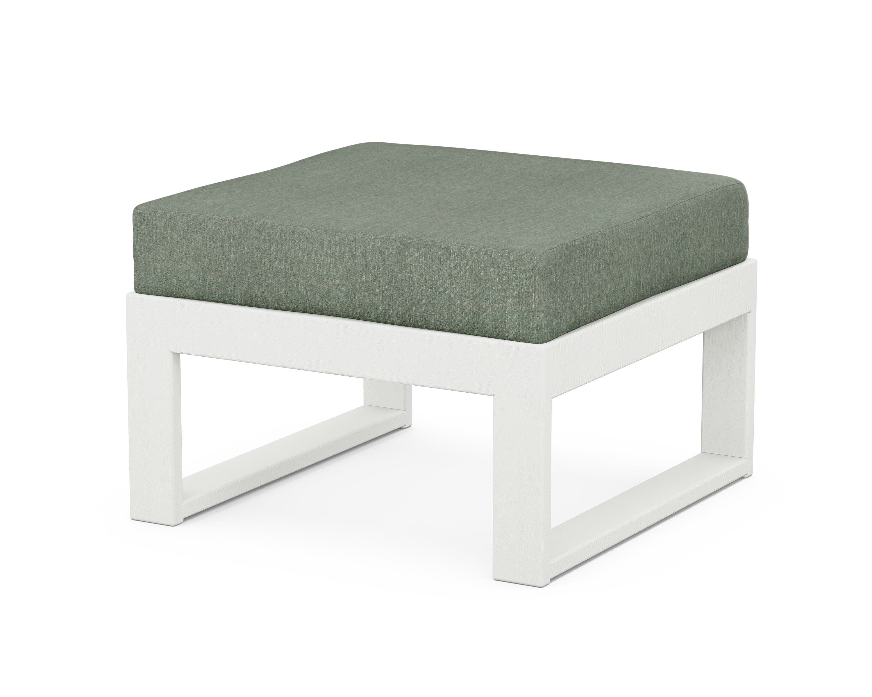 Modular Ottoman - Modern in Vintage White / Cast Sage