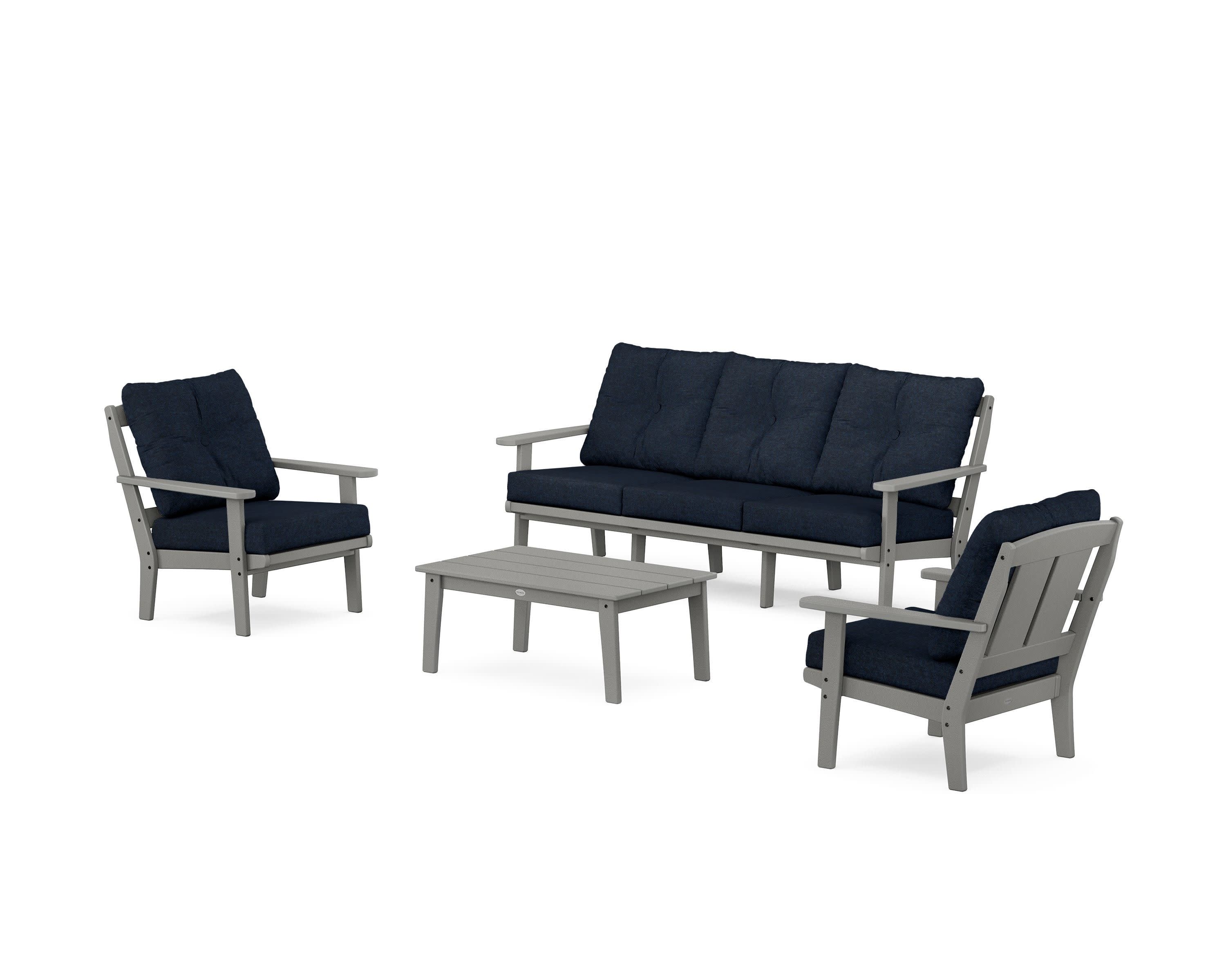 Mission 4-Piece Deep Seating Set with Sofa in Slate Grey / Marine Indigo