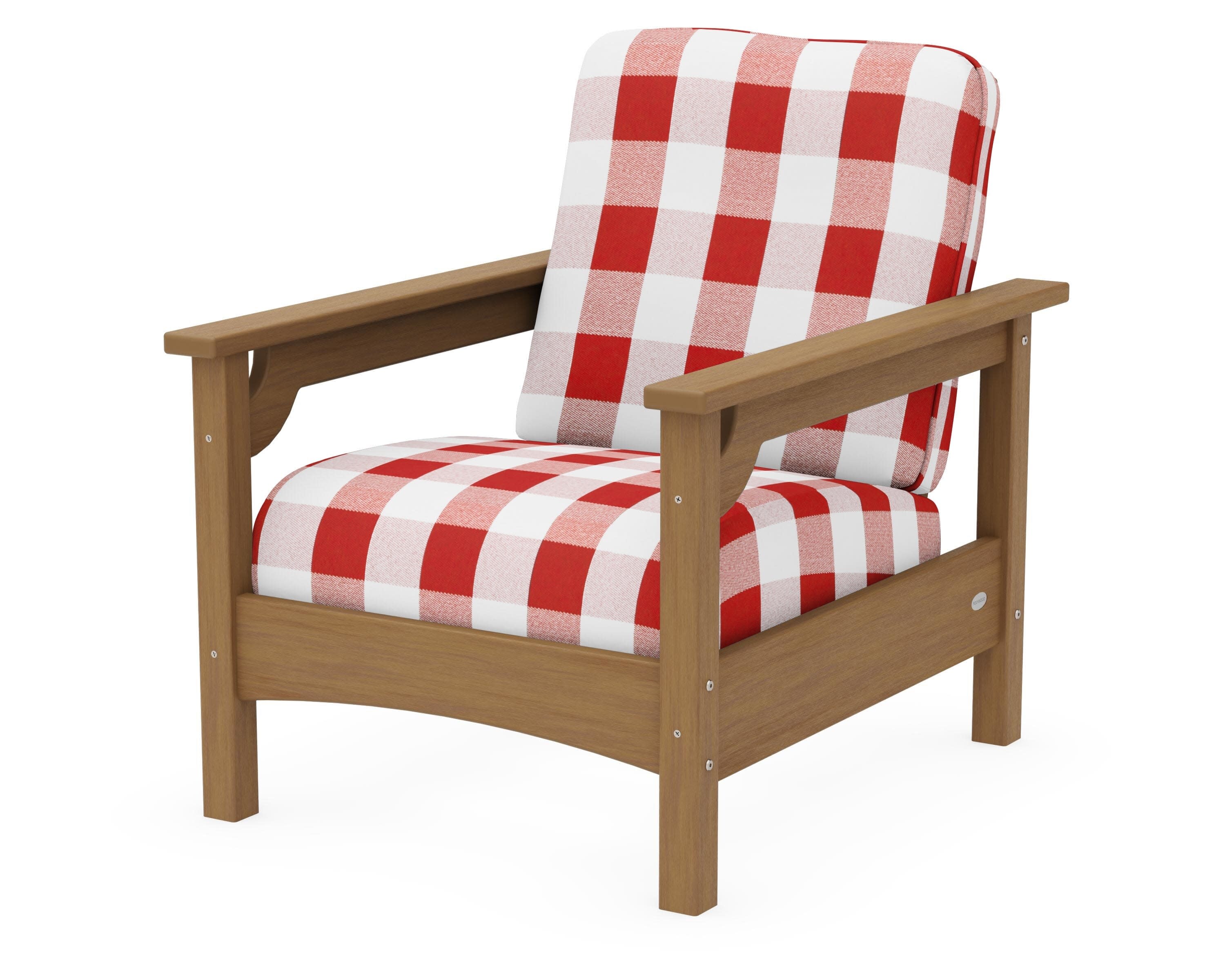 Club Chair in Natural / Buffalo Plaid Crimson