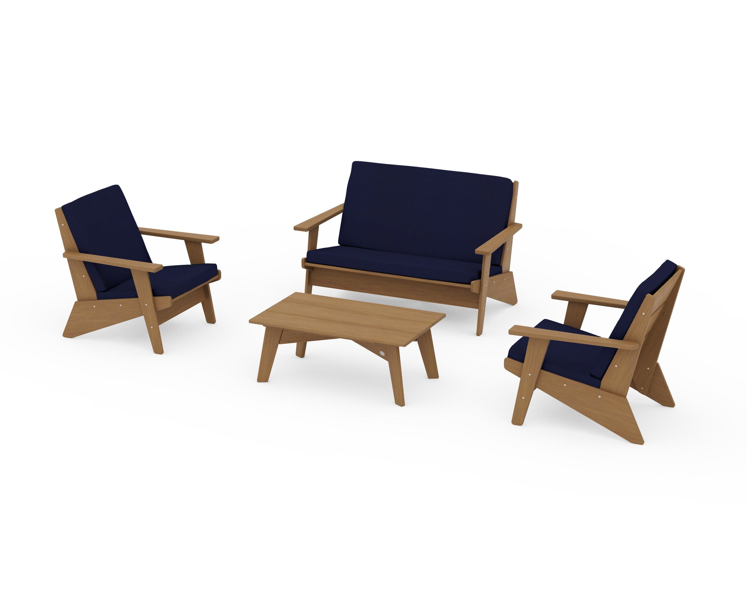 Riviera Modern Lounge 4-Piece Set in Natural / Navy