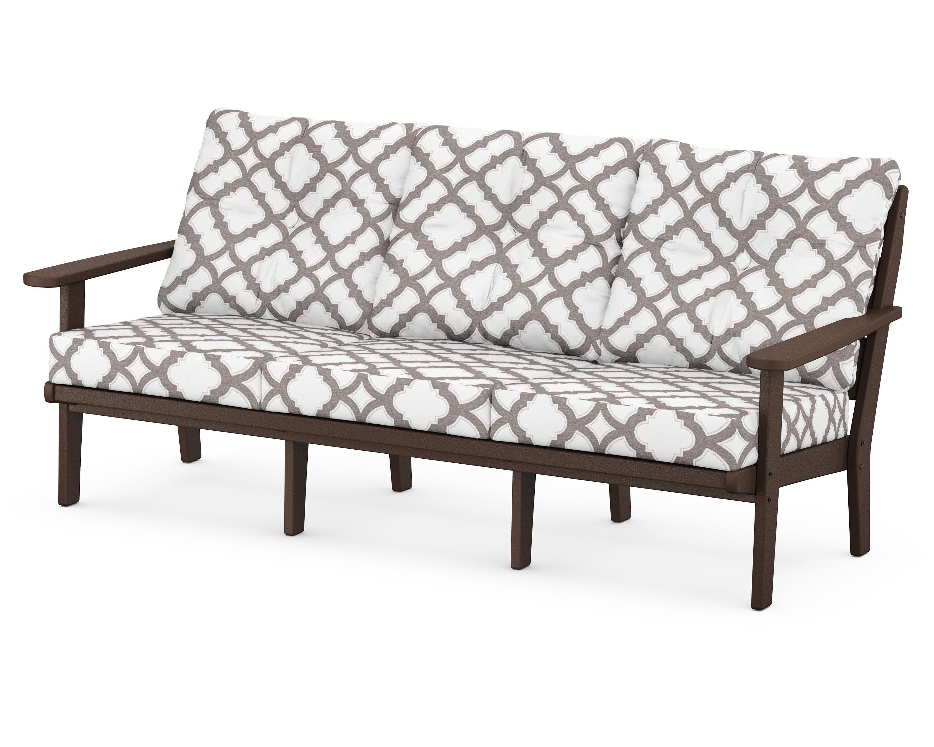Lakeside Deep Seating Sofa in Mahogany / Trellis Grey Mist