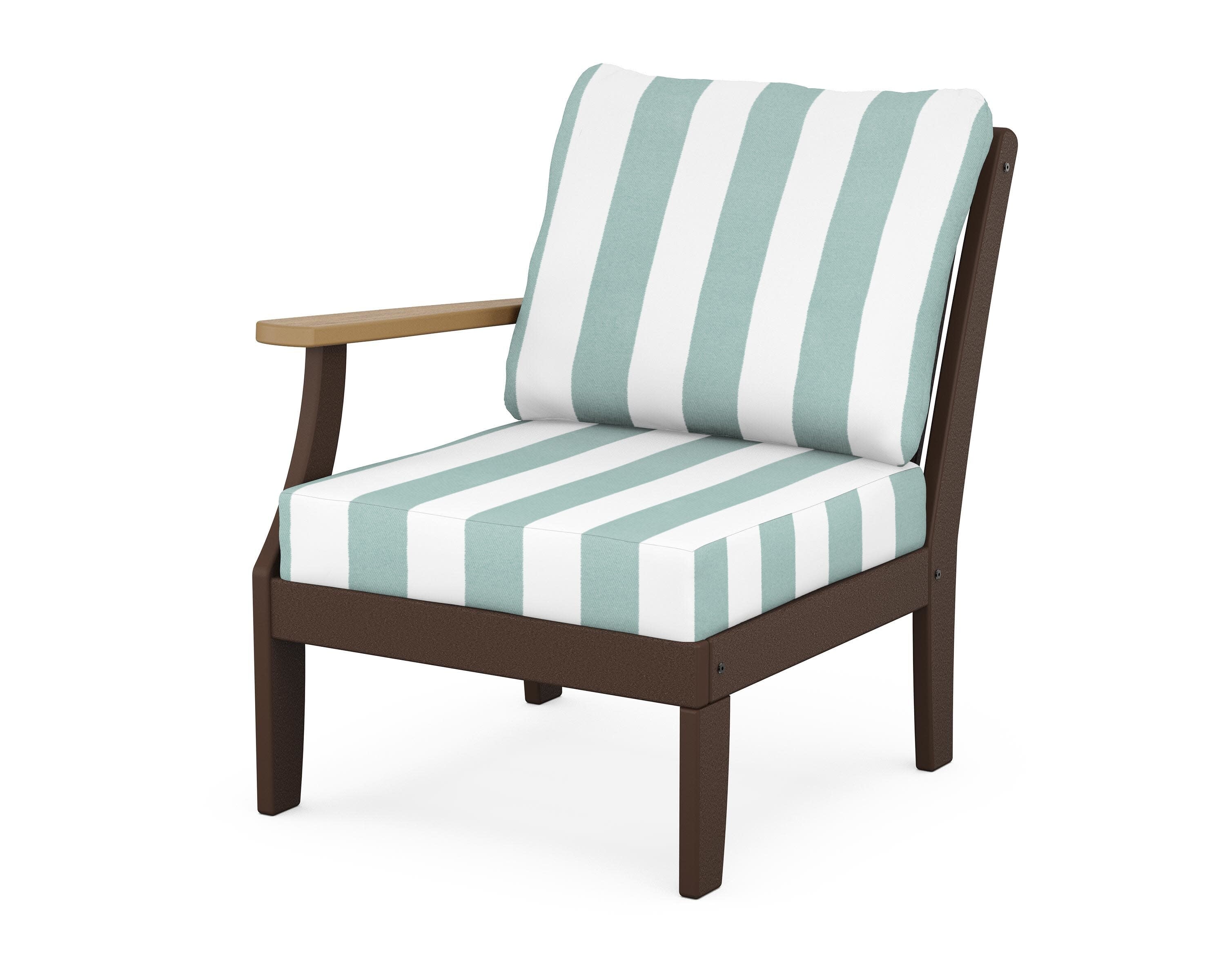 Braxton Modular Left Arm Chair in Mahogany / Natural / Cabana Stripe Glacier Spa