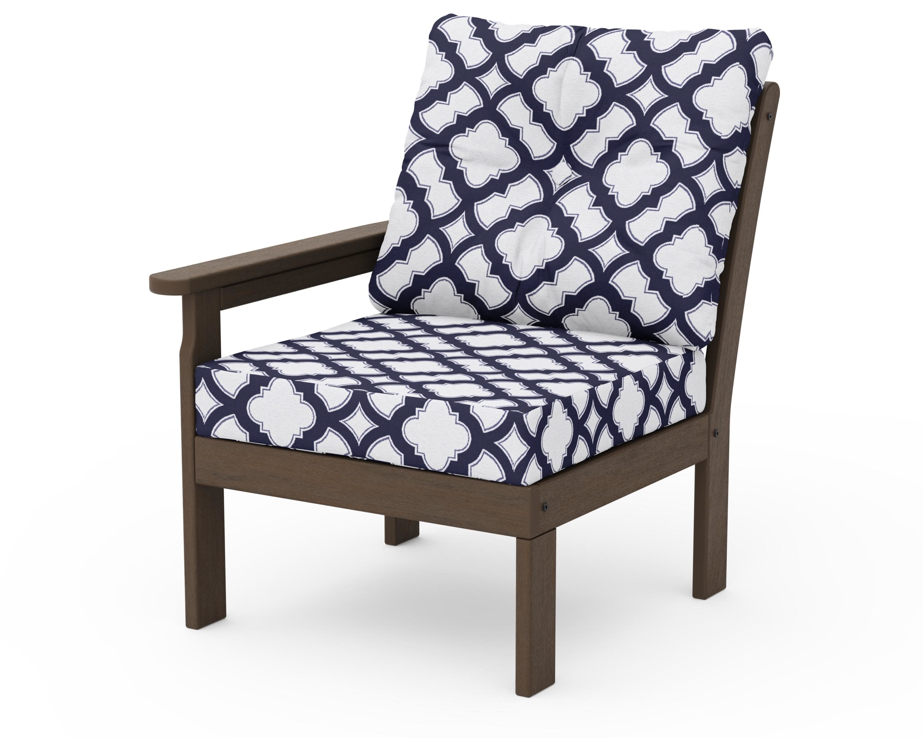 Vineyard Modular Left Arm Chair in Kona / Trellis Navy