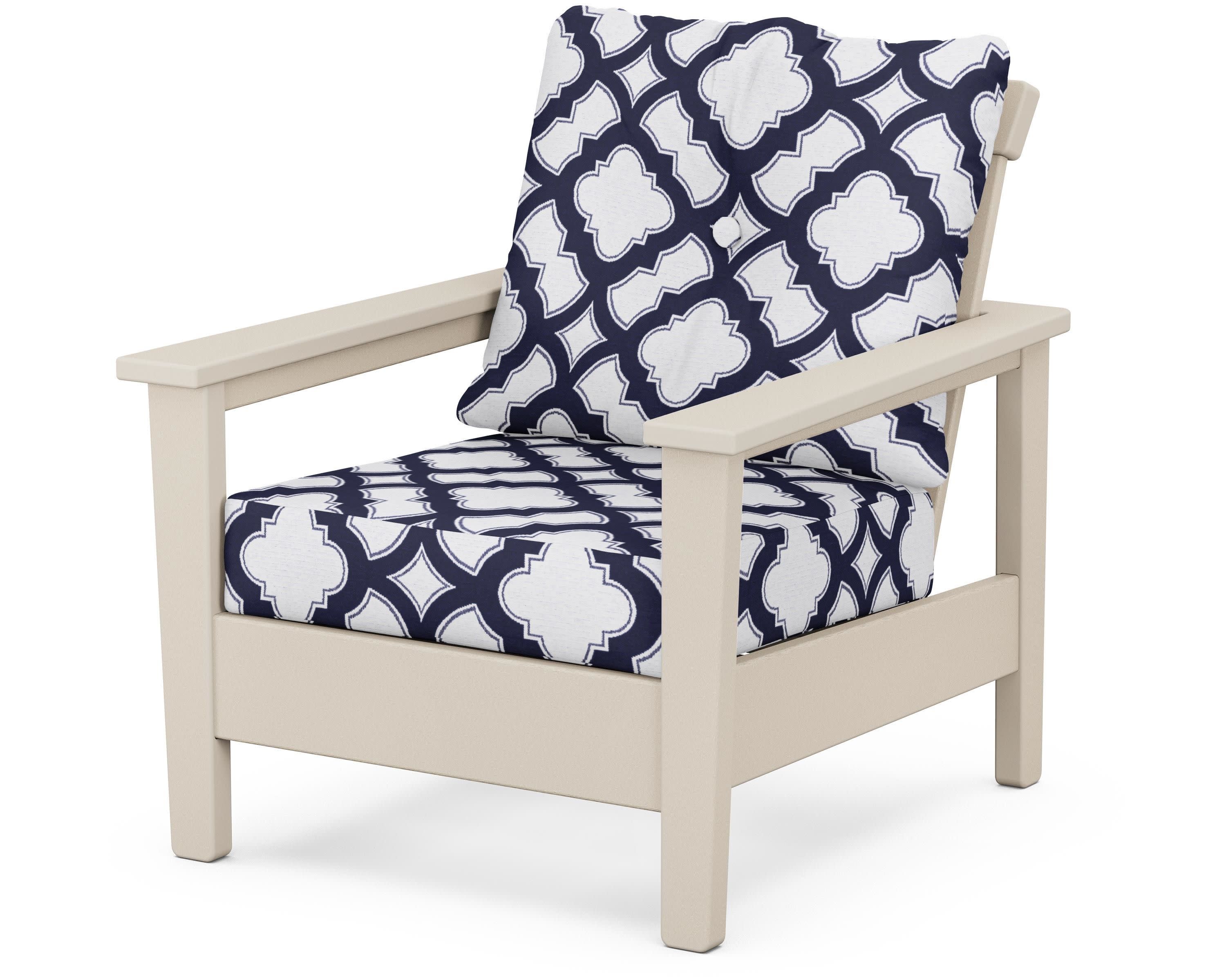 Prescott Deep Seating Chair in Sand / Trellis Navy