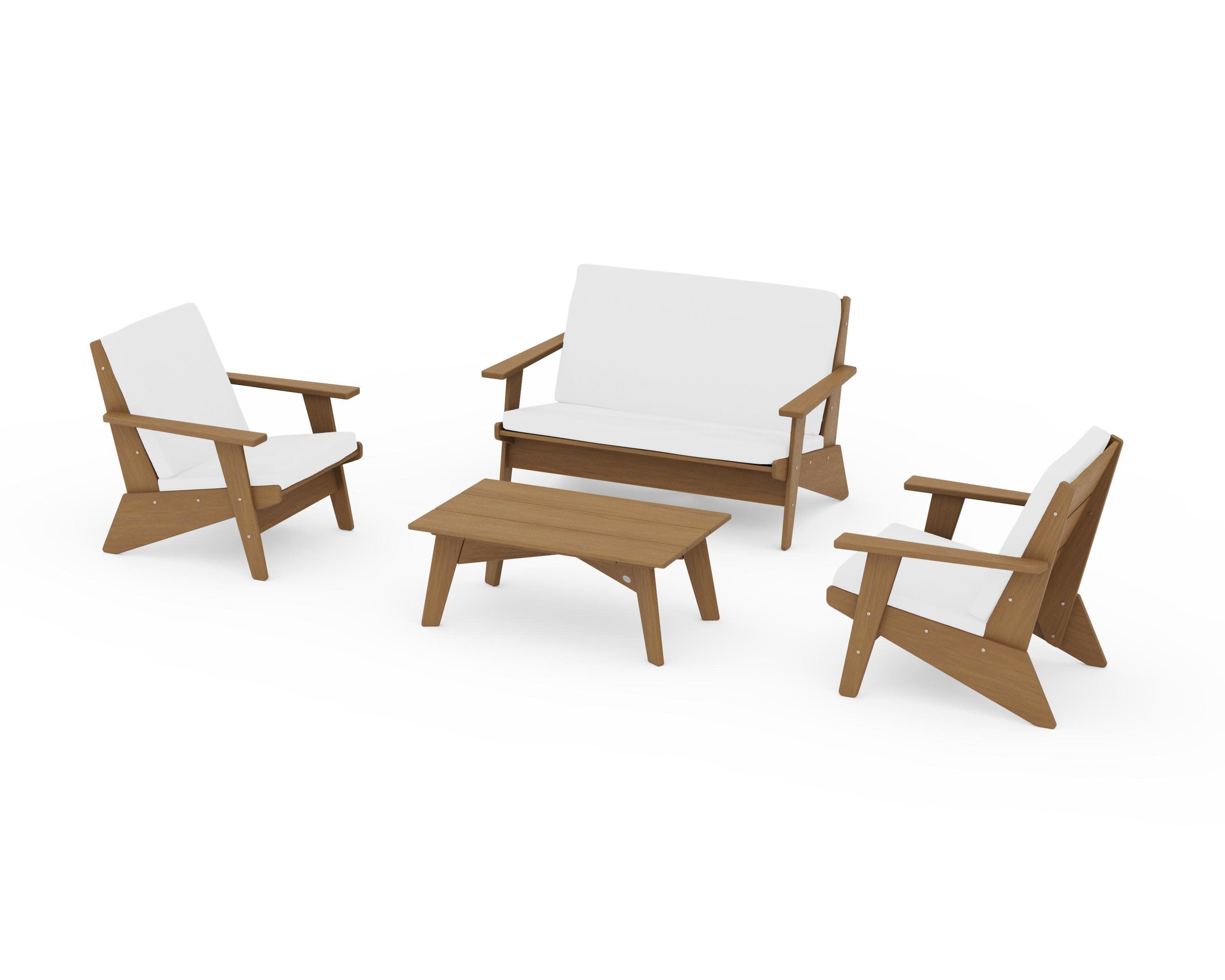 Riviera Modern Lounge 4-Piece Set in Natural / Natural