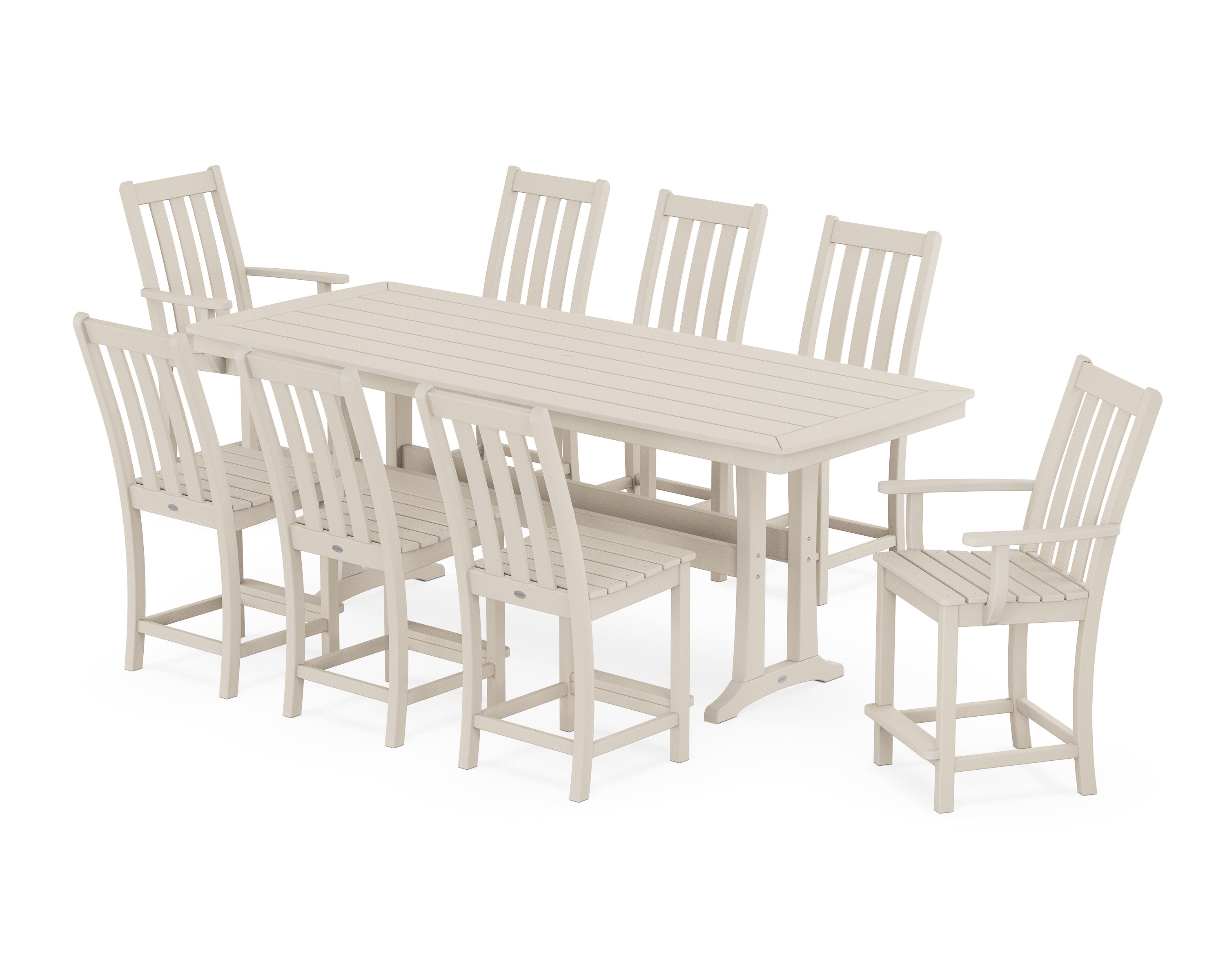 Vineyard 9-Piece Counter Set with Trestle Legs in Sand