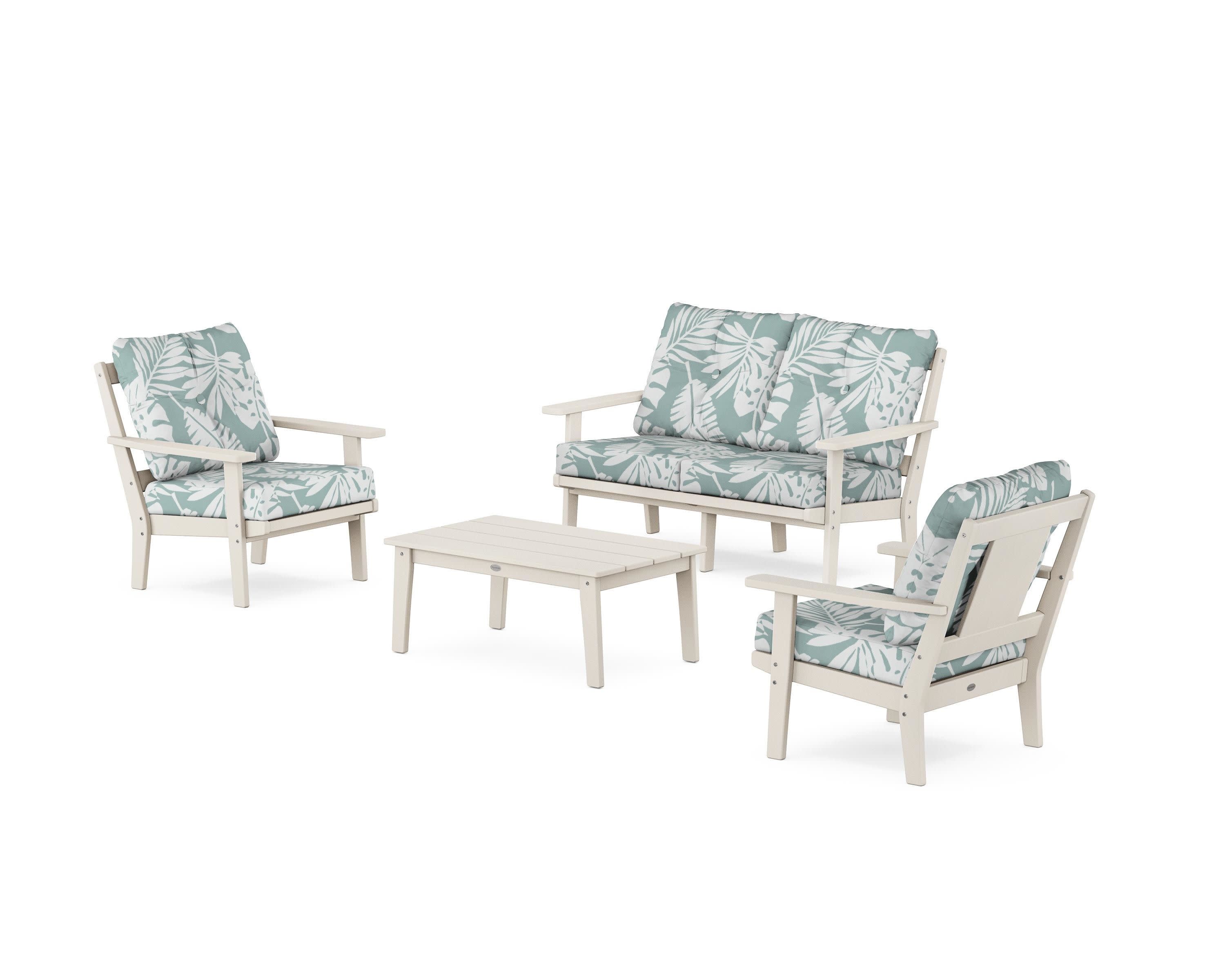Prairie 4-Piece Deep Seating Set with Loveseat in Sand / Leaf Glacier Spa