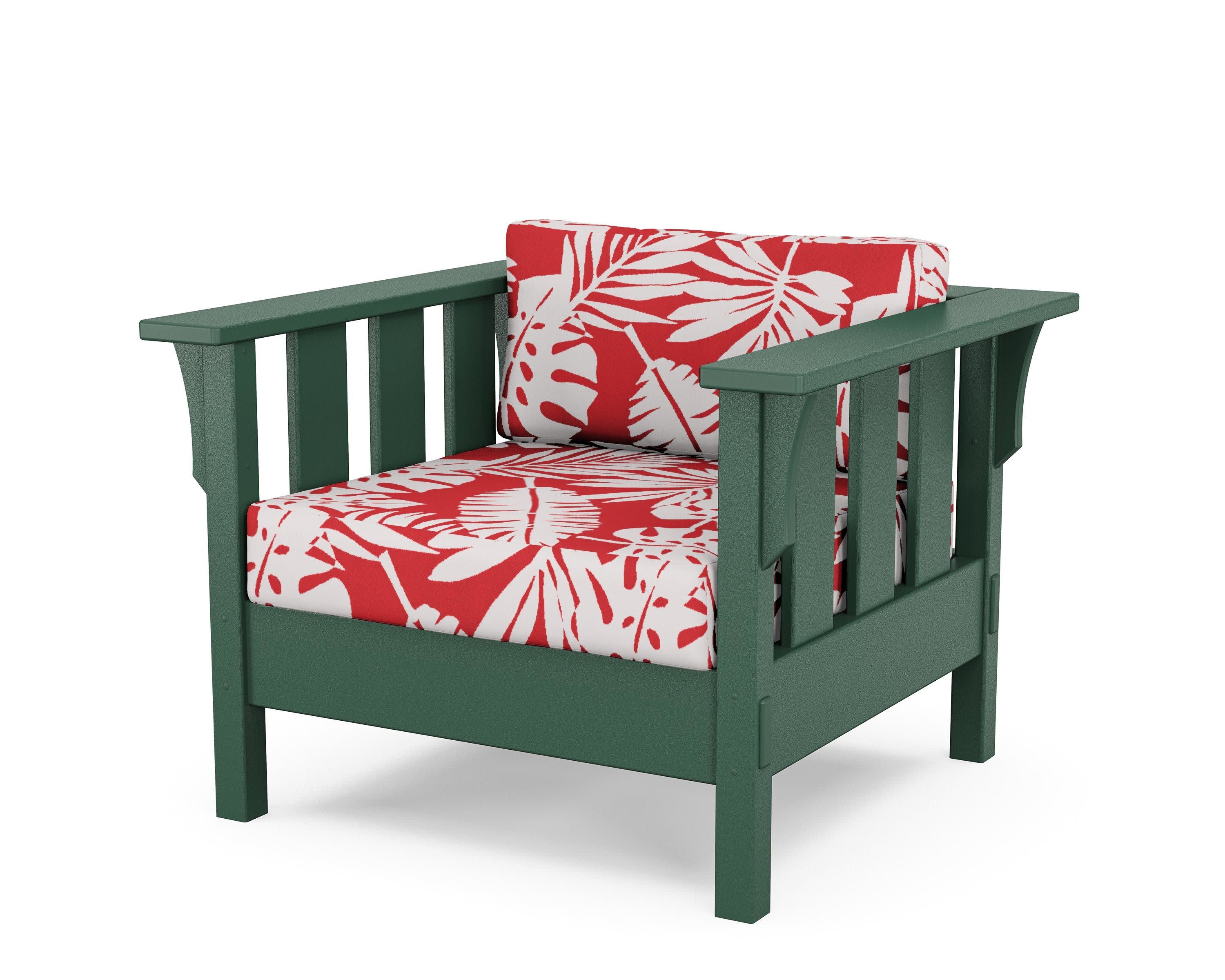 Acadia Deep Seating Chair in Green / Leaf Crimson