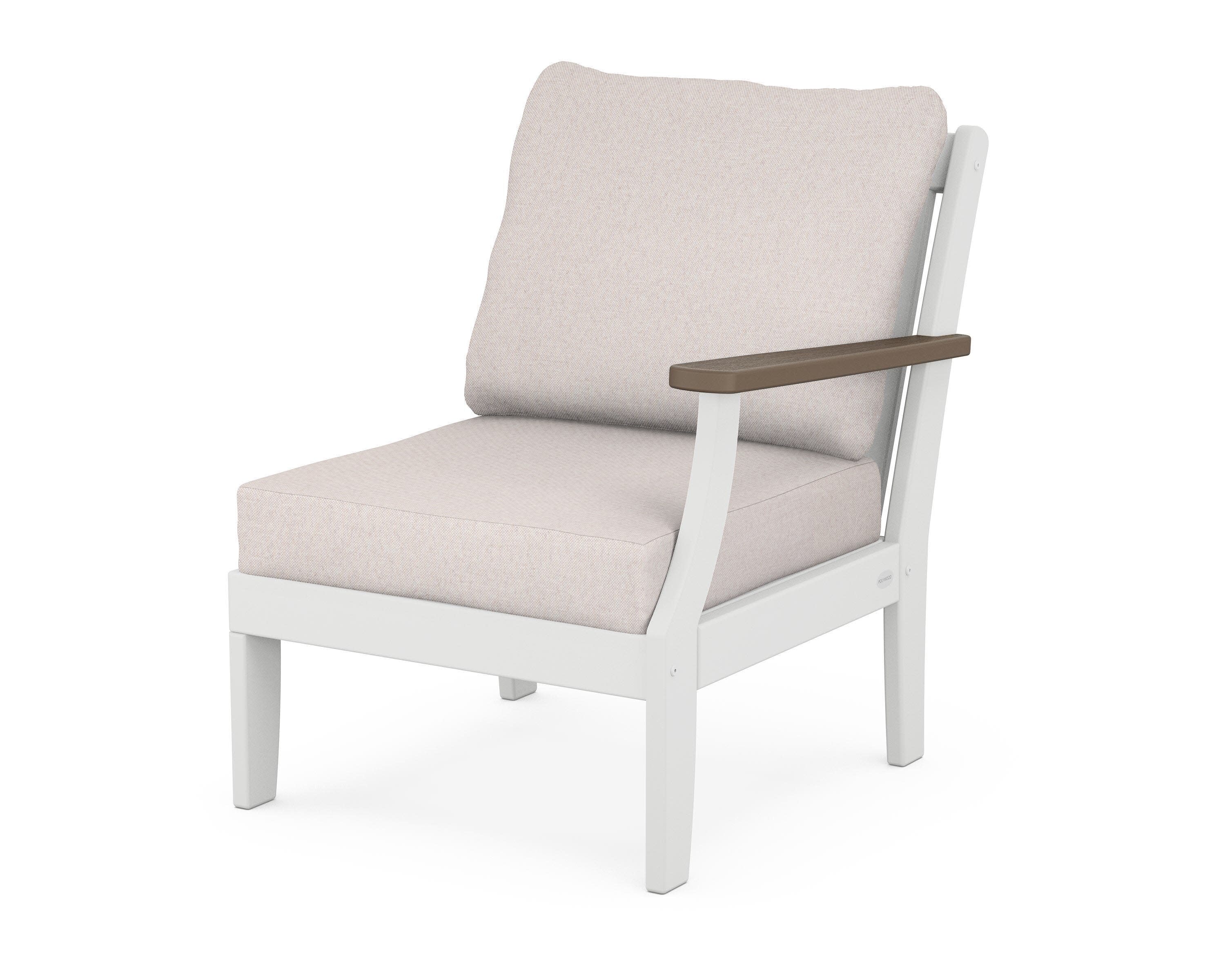 Braxton Modular Right Arm Chair in White / Kona / Dune Burlap