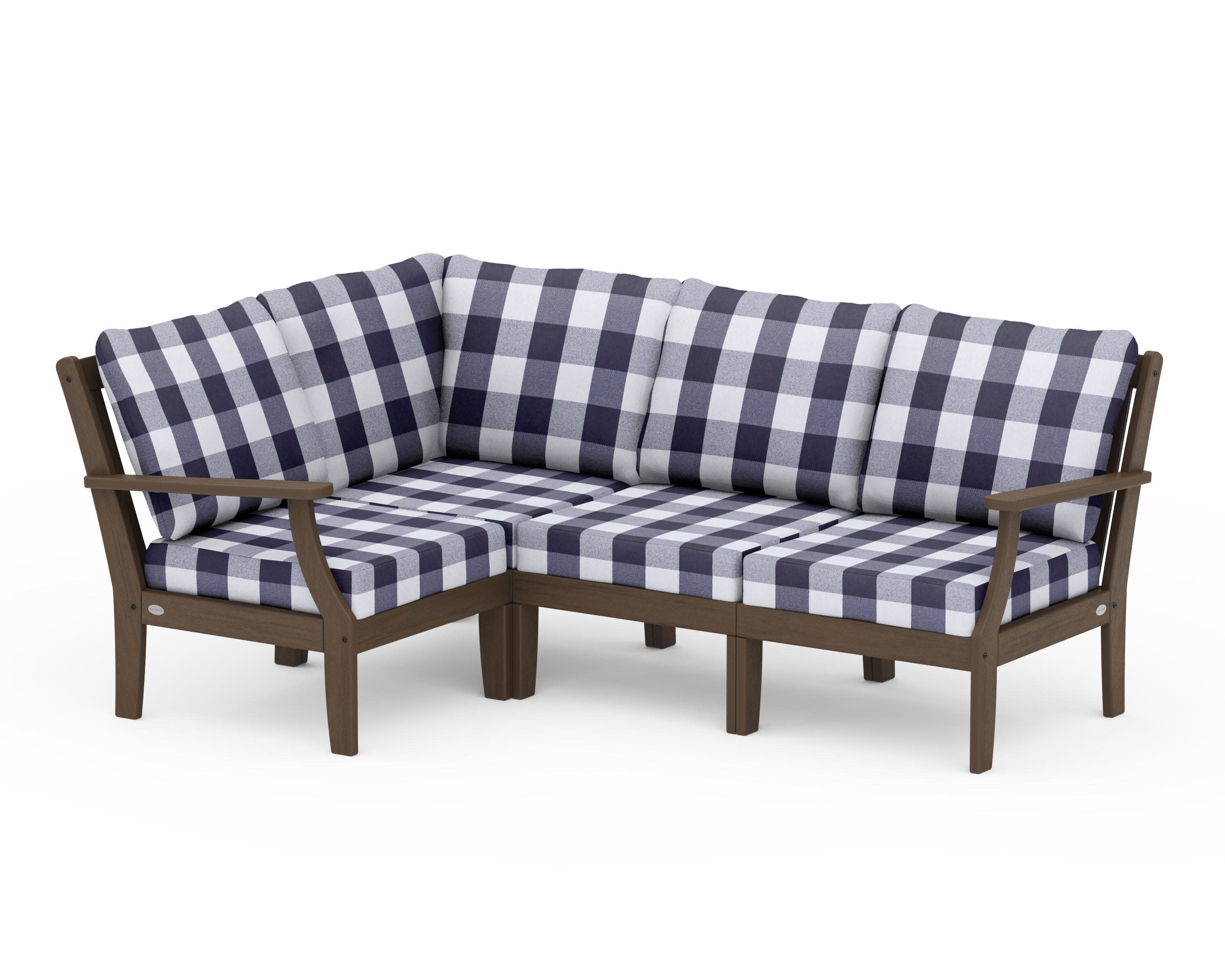 Braxton Modular 4-Piece Deep Seating Set in Kona / Buffalo Plaid Navy