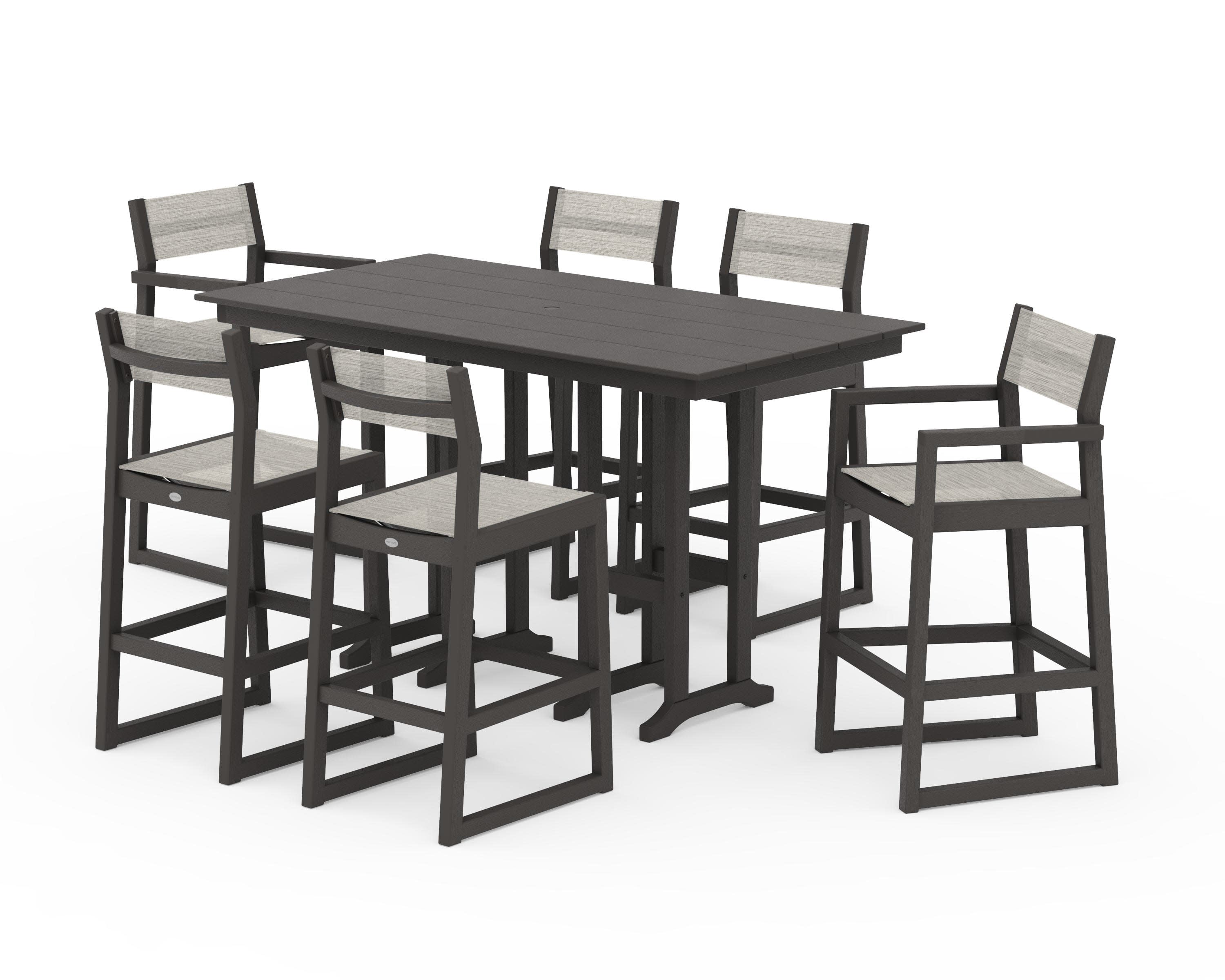 EDGE Sling 7-Piece Farmhouse Bar Set in Vintage Coffee / Birch Sling